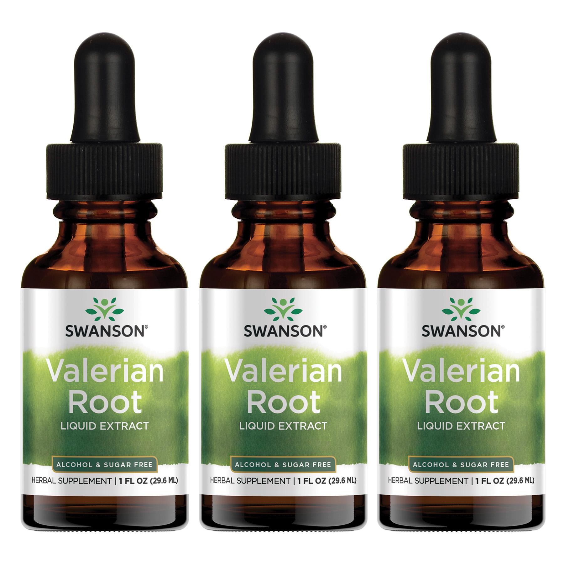 Swanson Premium Valerian Root Liquid Extract - Alcohol & Sugar Free 3 Pack Vitamin 1 G 1 fl oz Liquid