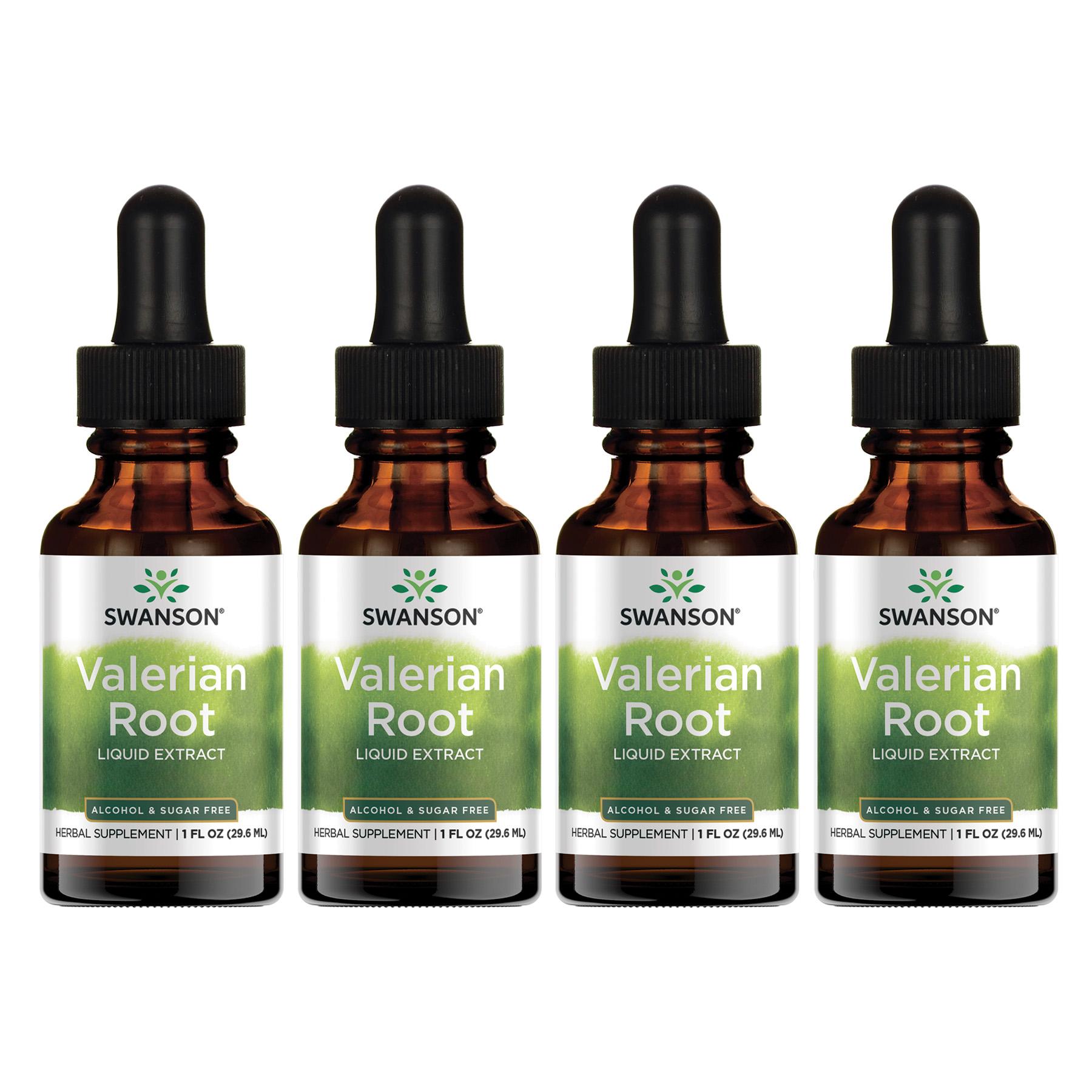 Swanson Premium Valerian Root Liquid Extract - Alcohol & Sugar Free 4 Pack Vitamin 1 G 1 fl oz Liquid