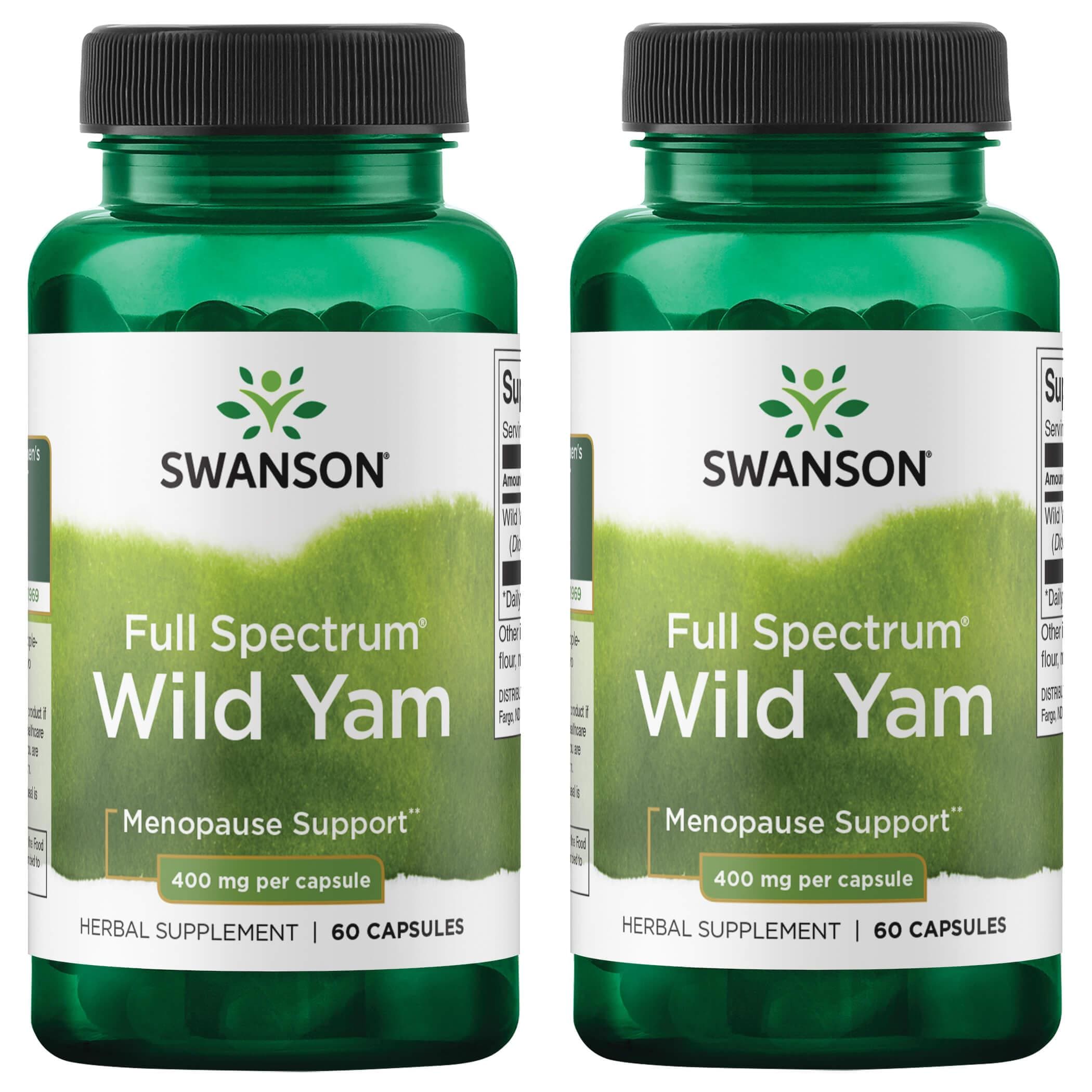 Swanson Premium Full Spectrum Wild Yam 2 Pack Vitamin 400 mg 60 Caps Womens Health