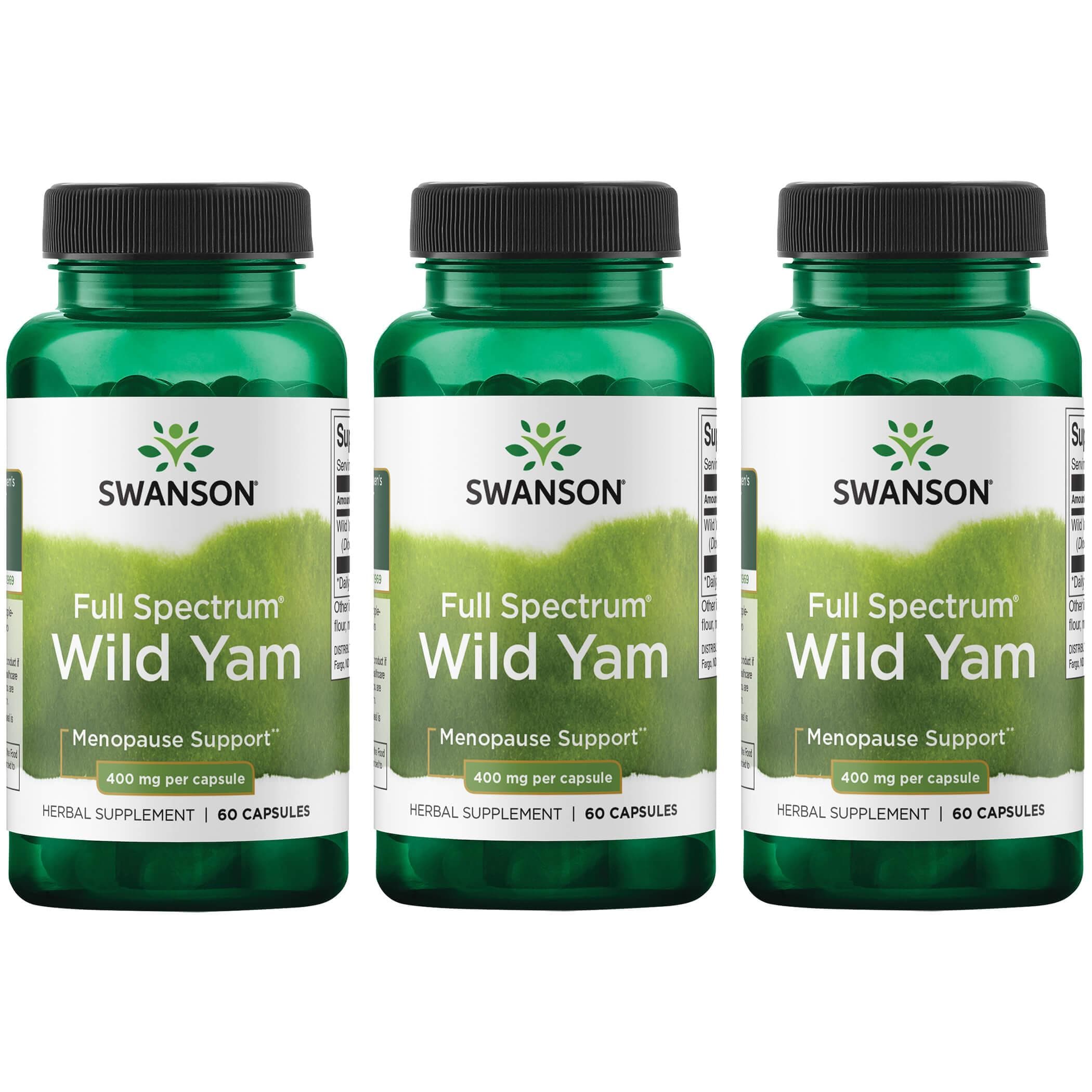 Swanson Premium Full Spectrum Wild Yam 3 Pack Vitamin 400 mg 60 Caps Womens Health