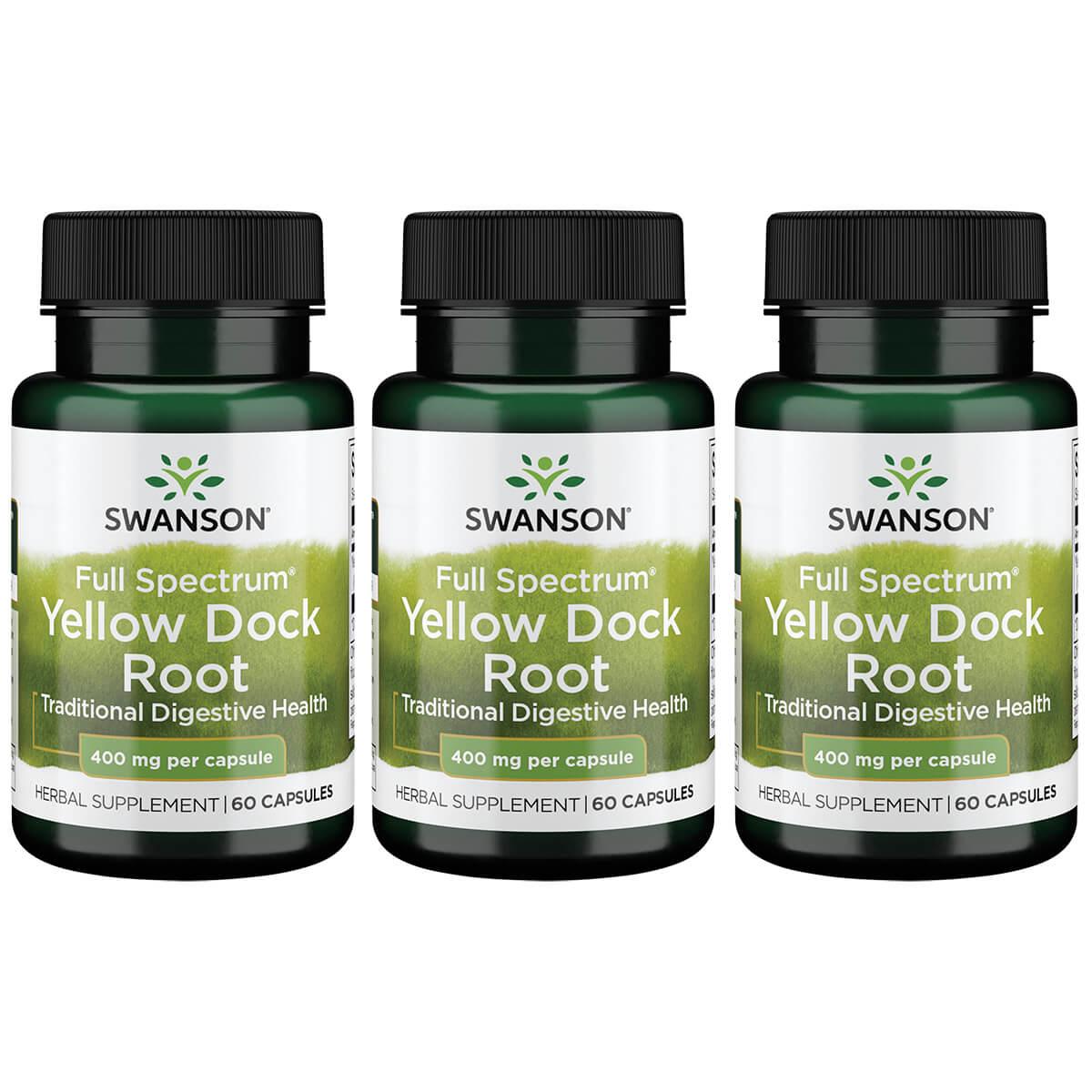 Swanson Premium Full Spectrum Yellow Dock Root 3 Pack Vitamin 400 mg 60 Caps