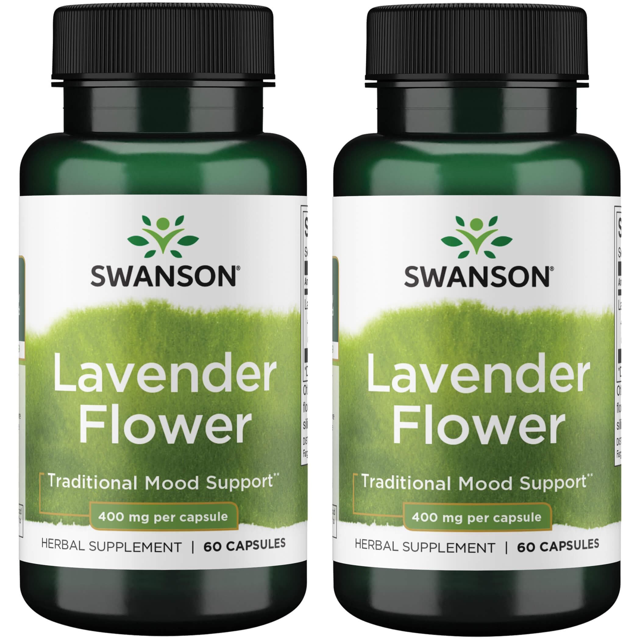 Swanson Premium Lavender Flower 2 Pack Vitamin 400 mg 60 Caps