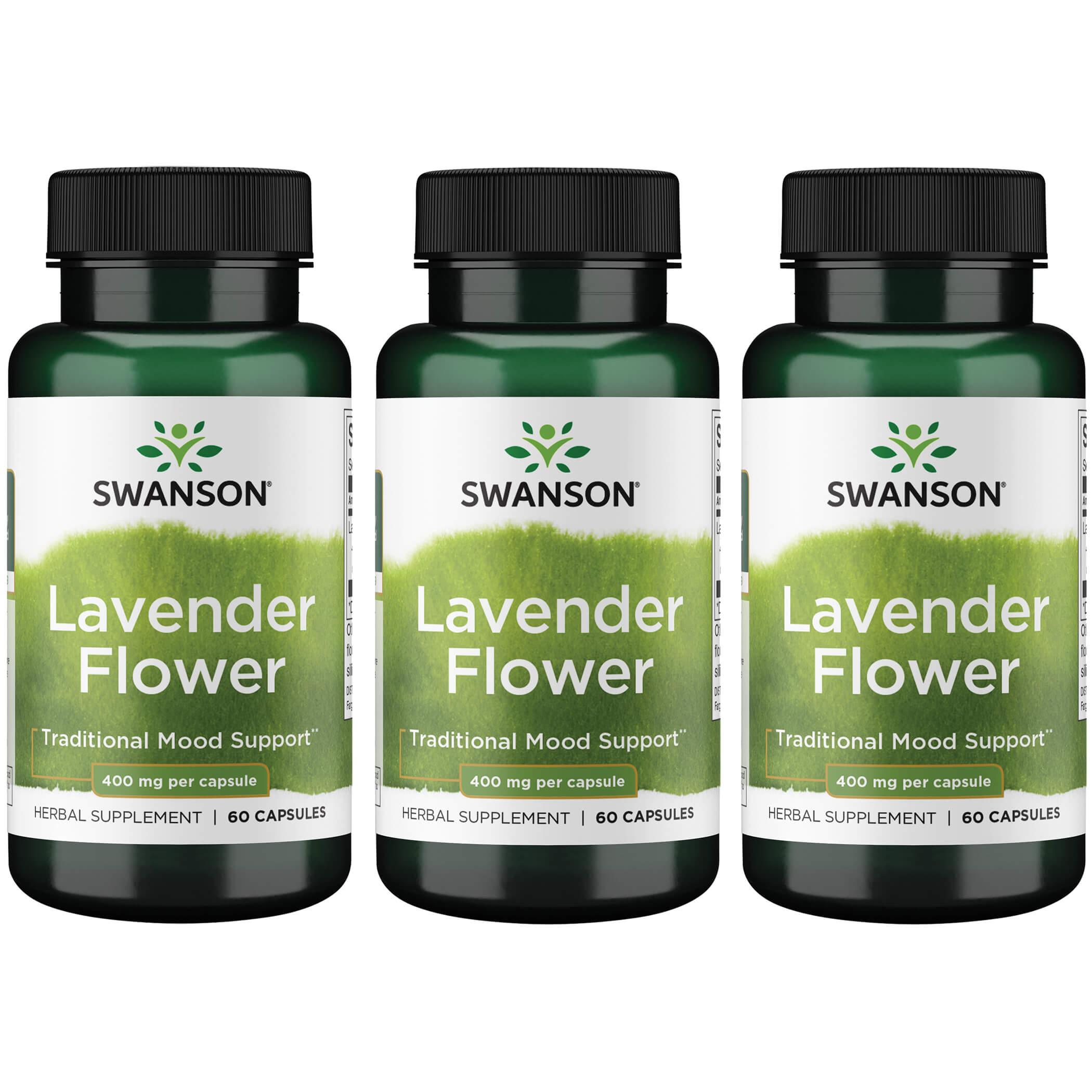 Swanson Premium Lavender Flower 3 Pack Vitamin 400 mg 60 Caps
