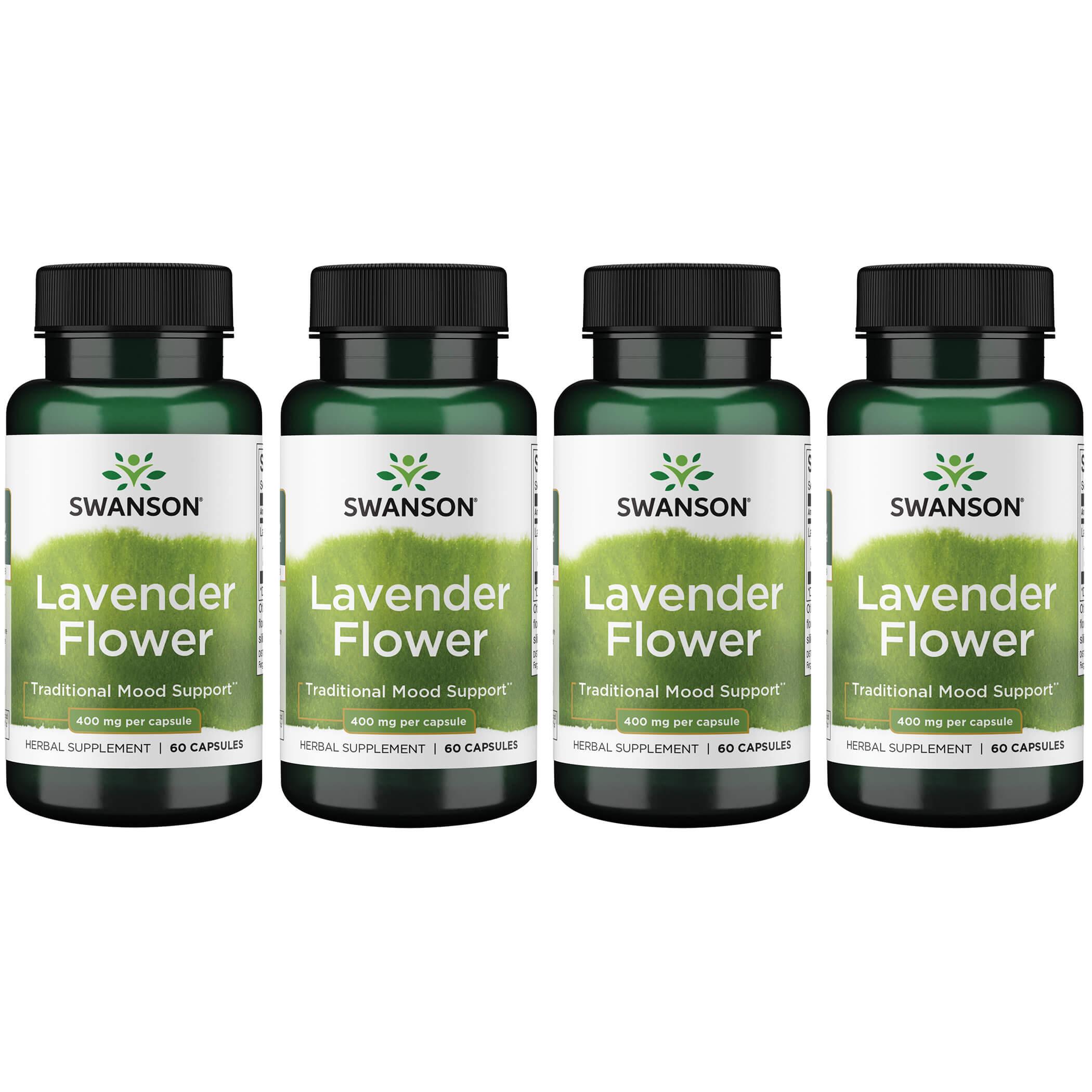 Swanson Premium Lavender Flower 4 Pack Vitamin 400 mg 60 Caps
