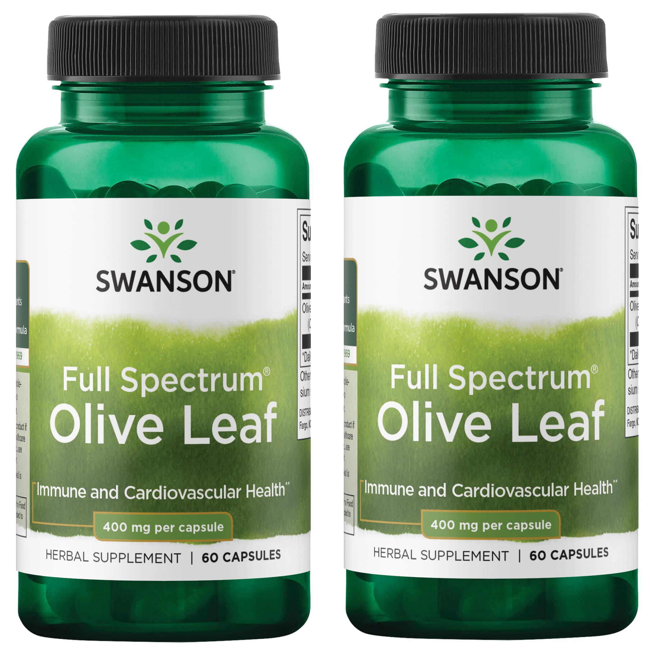 Swanson Premium Full Spectrum Olive Leaf 2 Pack Vitamin 400 mg 60 Caps
