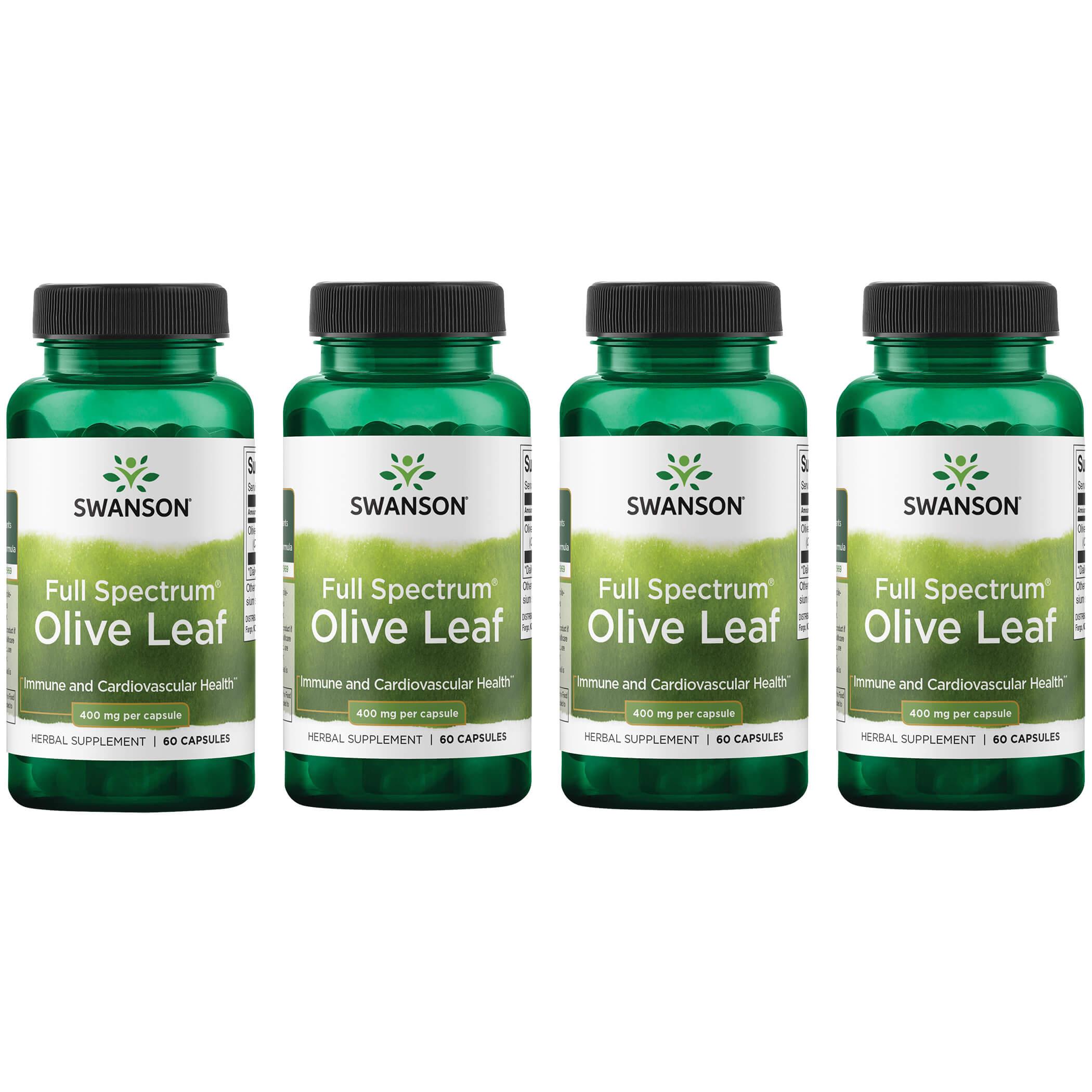 Swanson Premium Full Spectrum Olive Leaf 4 Pack Vitamin 400 mg 60 Caps
