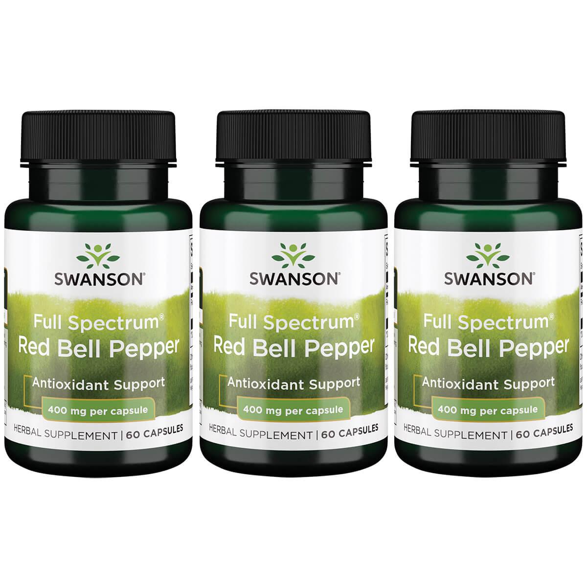 Swanson Premium Full Spectrum Red Bell Pepper 3 Pack Supplement Vitamin 400 mg 60 Caps Herbs and Supplements
