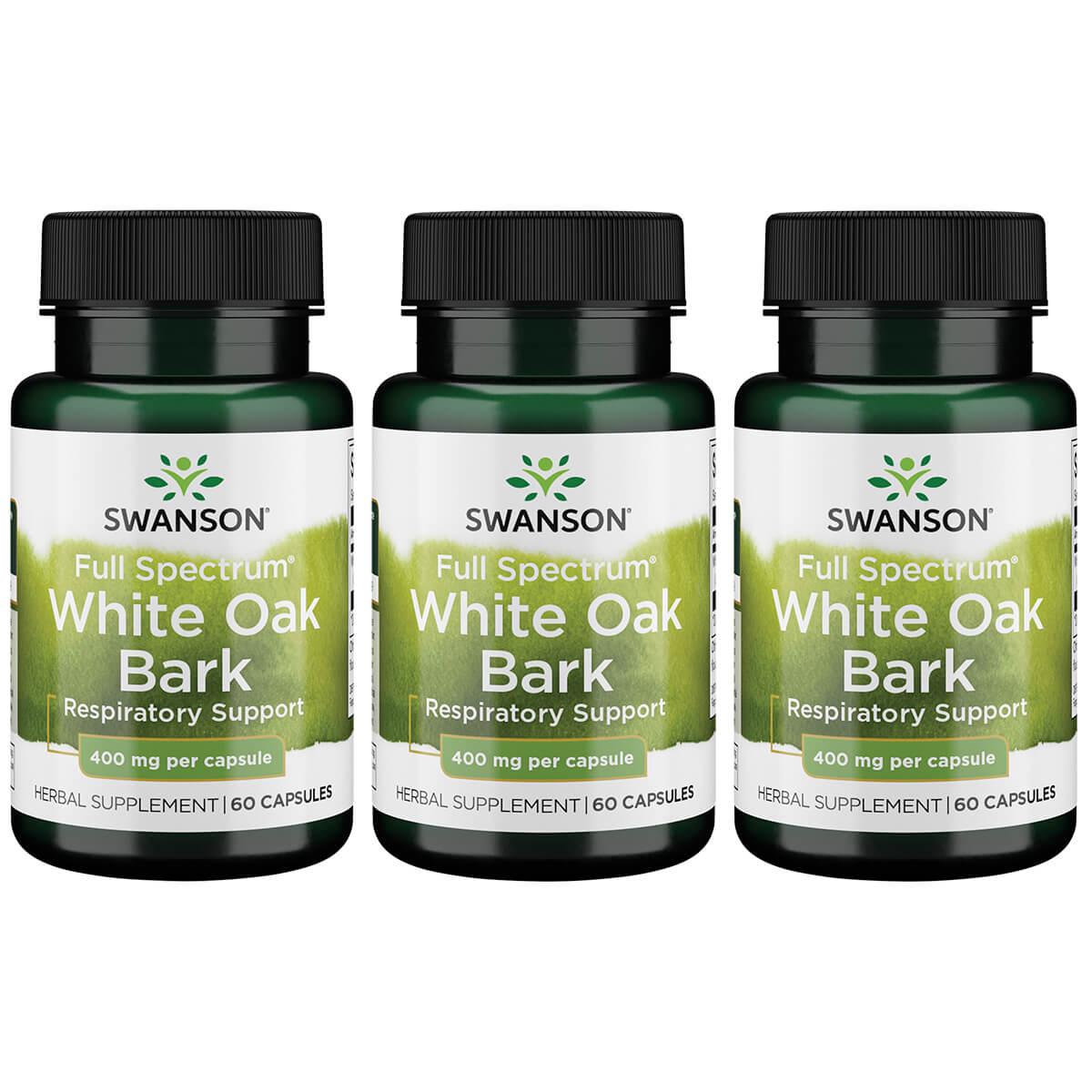 Swanson Premium Full Spectrum White Oak Bark 3 Pack Vitamin 400 mg 60 Caps