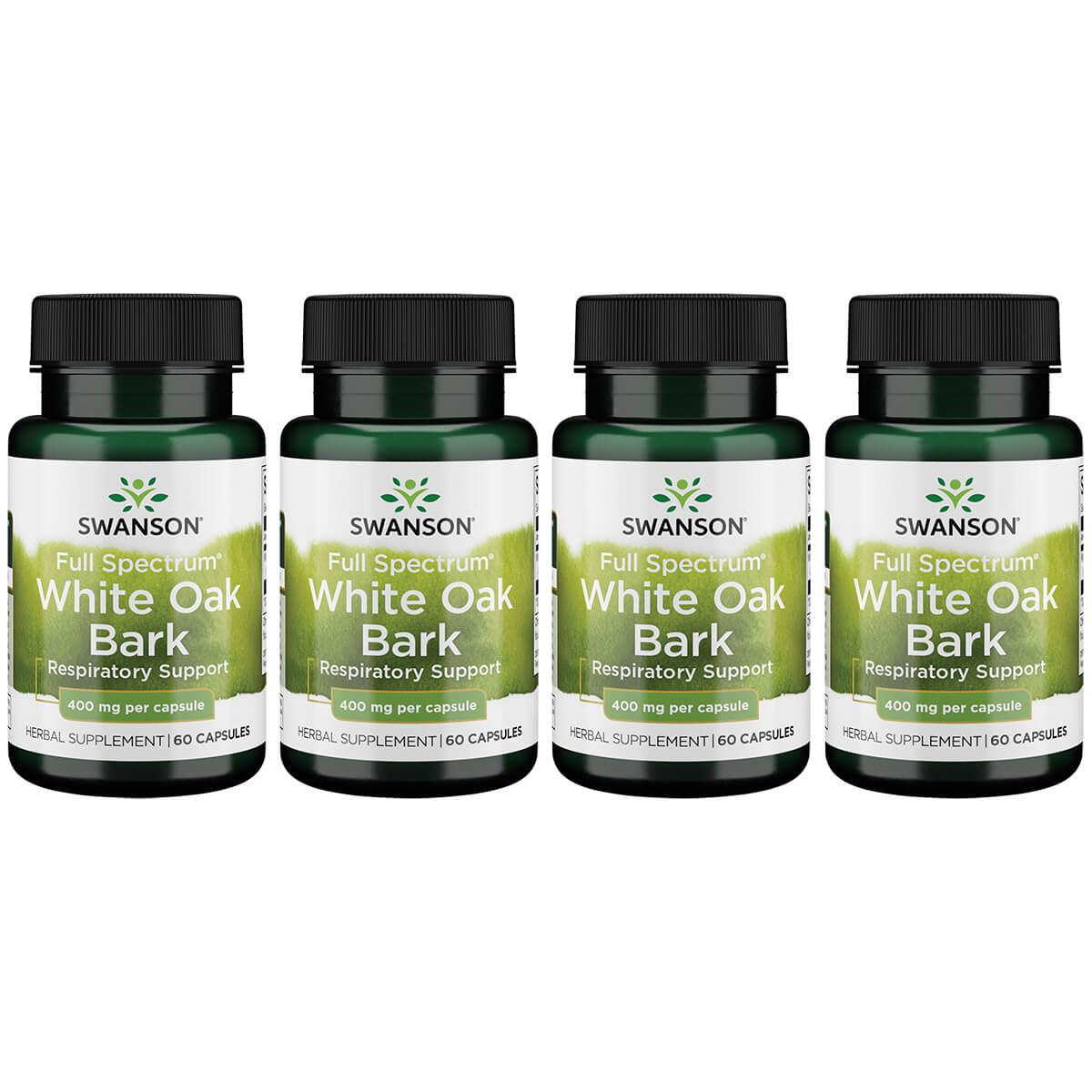 Swanson Premium Full Spectrum White Oak Bark 4 Pack Vitamin 400 mg 60 Caps