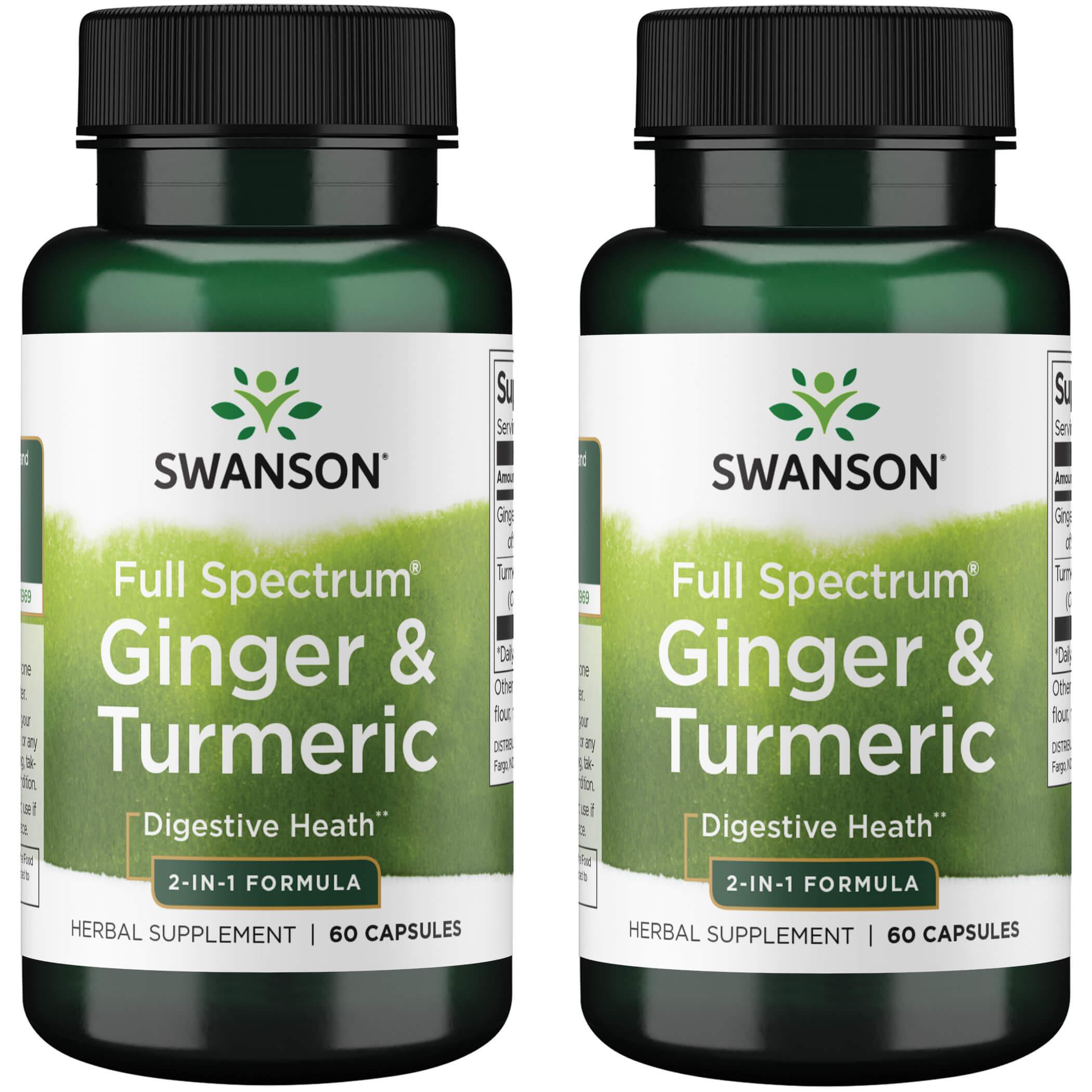 Swanson Premium Full Spectrum Ginger & Turmeric - 2-in-1 Formula 2 Pack Vitamin 60 Caps