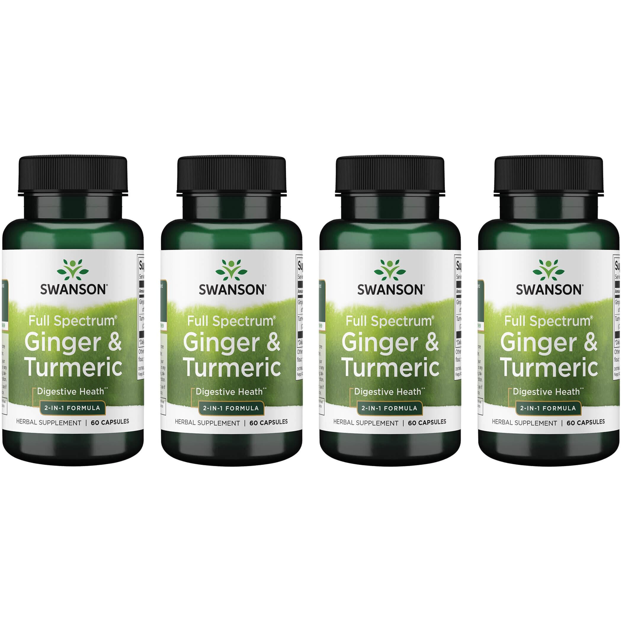Swanson Premium Full Spectrum Ginger & Turmeric - 2-in-1 Formula 4 Pack Vitamin 60 Caps
