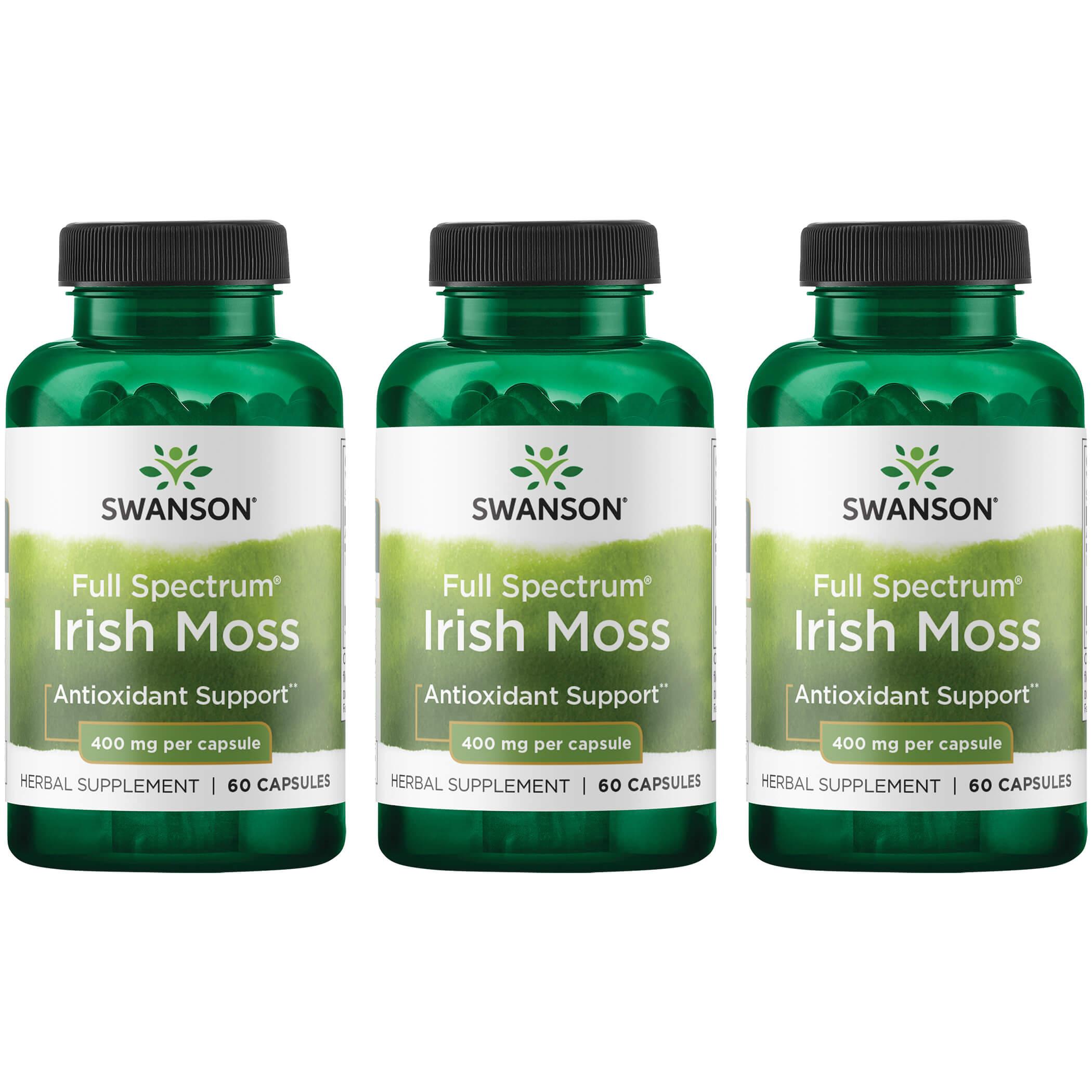 Swanson Premium Full Spectrum Irish Moss 3 Pack Supplement Vitamin 400 mg 60 Caps Herbs and Supplements