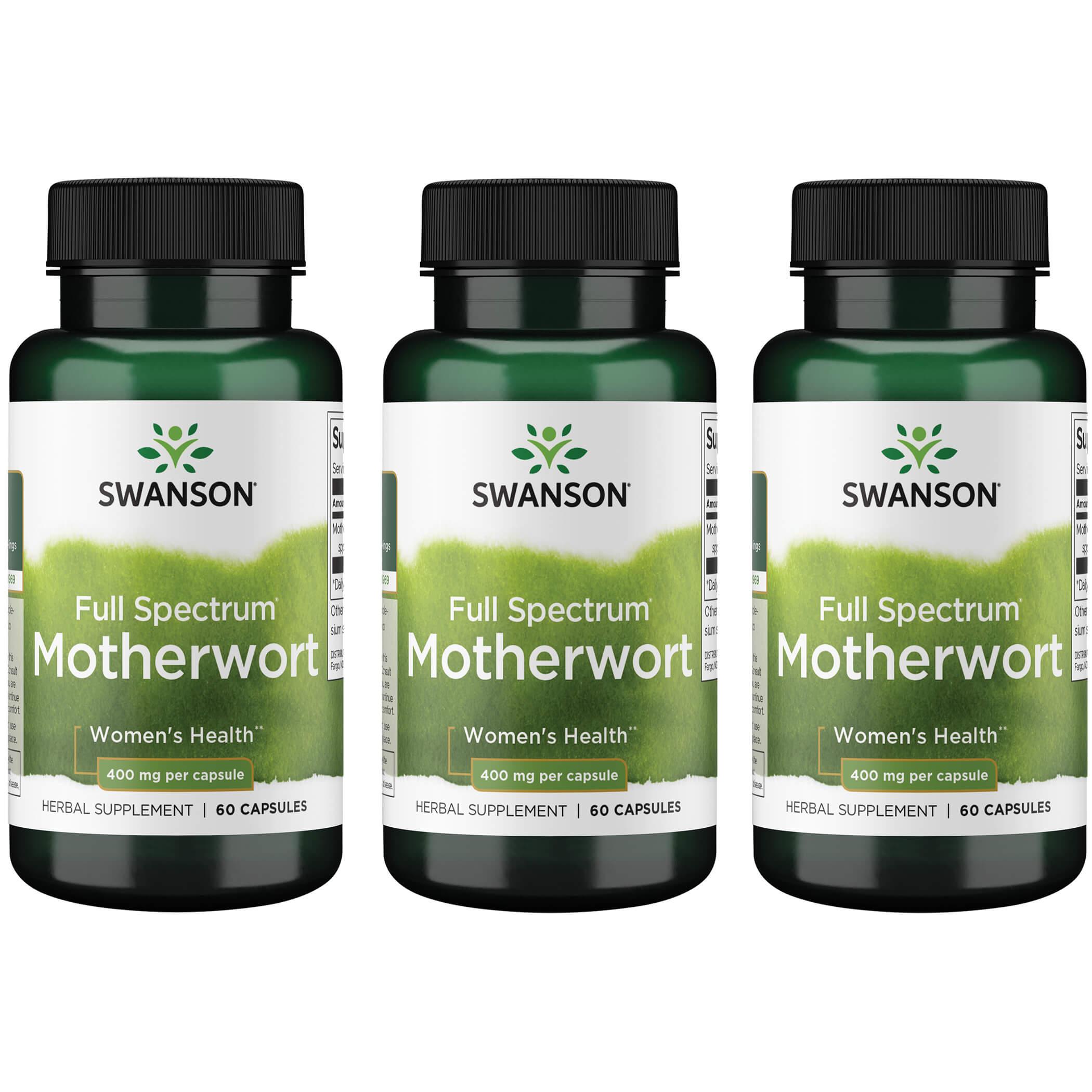 Swanson Premium Full Spectrum Motherwort 3 Pack Vitamin 400 mg 60 Caps Womens Health