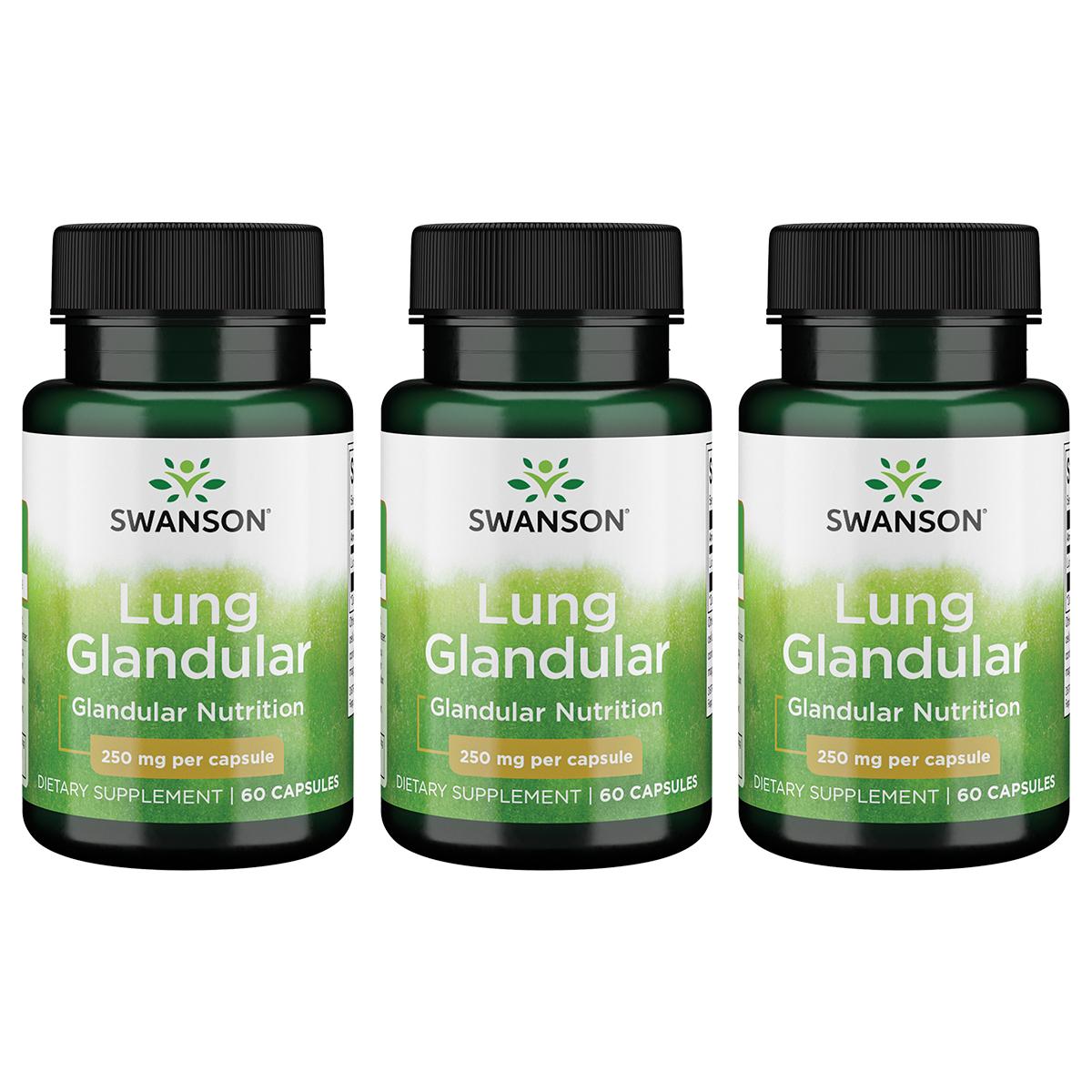 Swanson Premium Lung Glandular 3 Pack 250 mg 60 Caps Respiratory Health