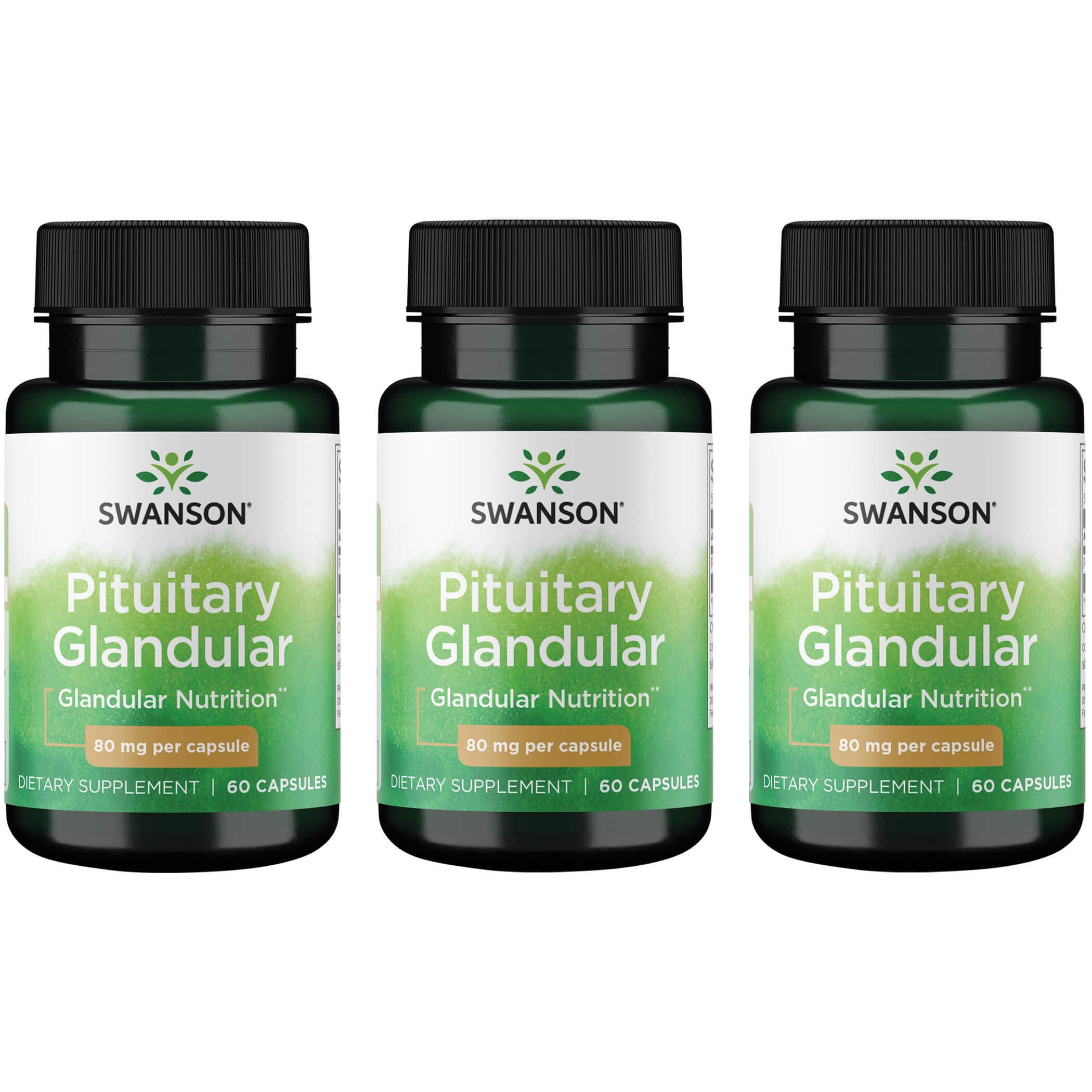 Swanson Premium Pituitary Glandular 3 Pack Supplement Vitamin 80 mg 60 Caps