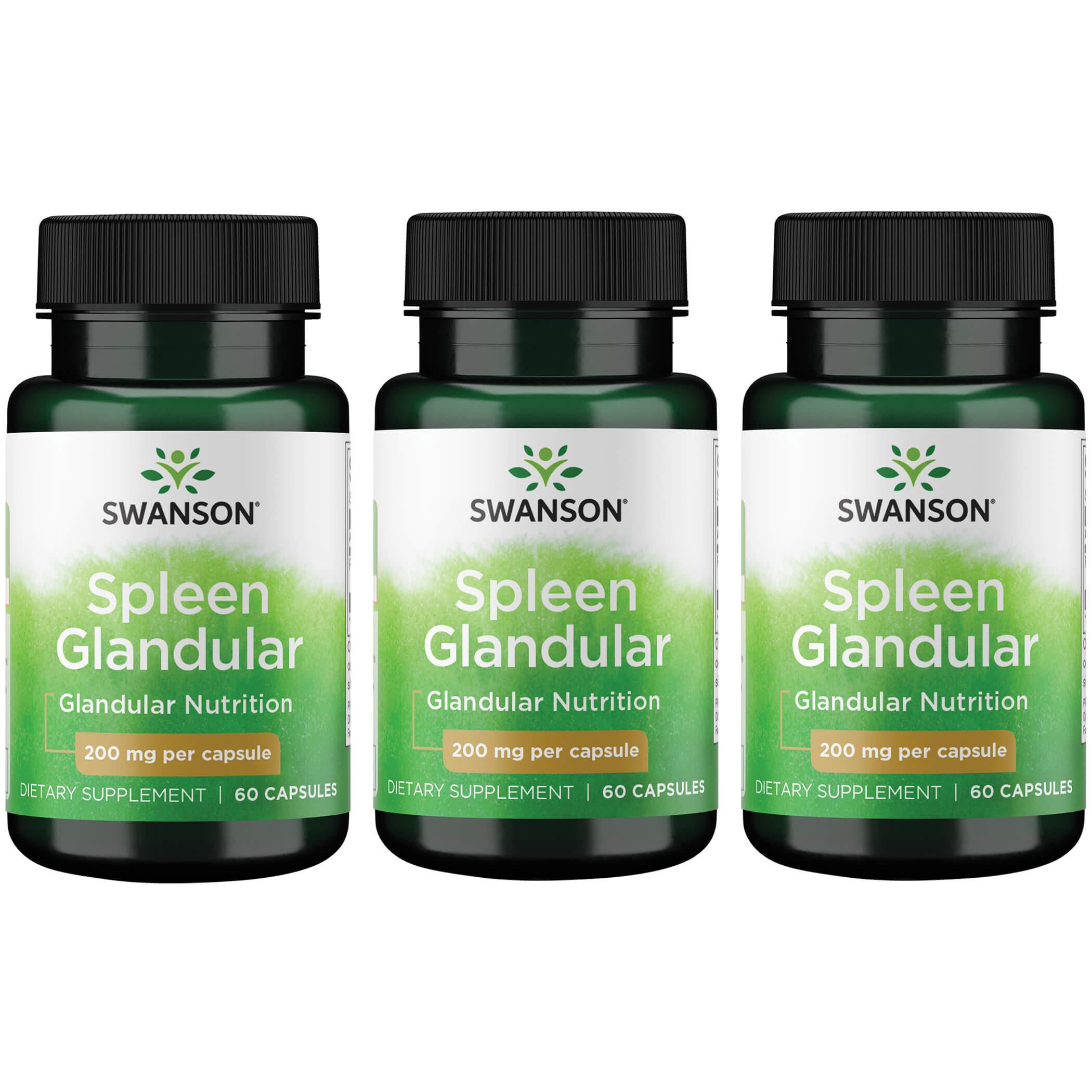 Swanson Premium Spleen Glandular 3 Pack Supplement Vitamin 200 mg 60 Caps
