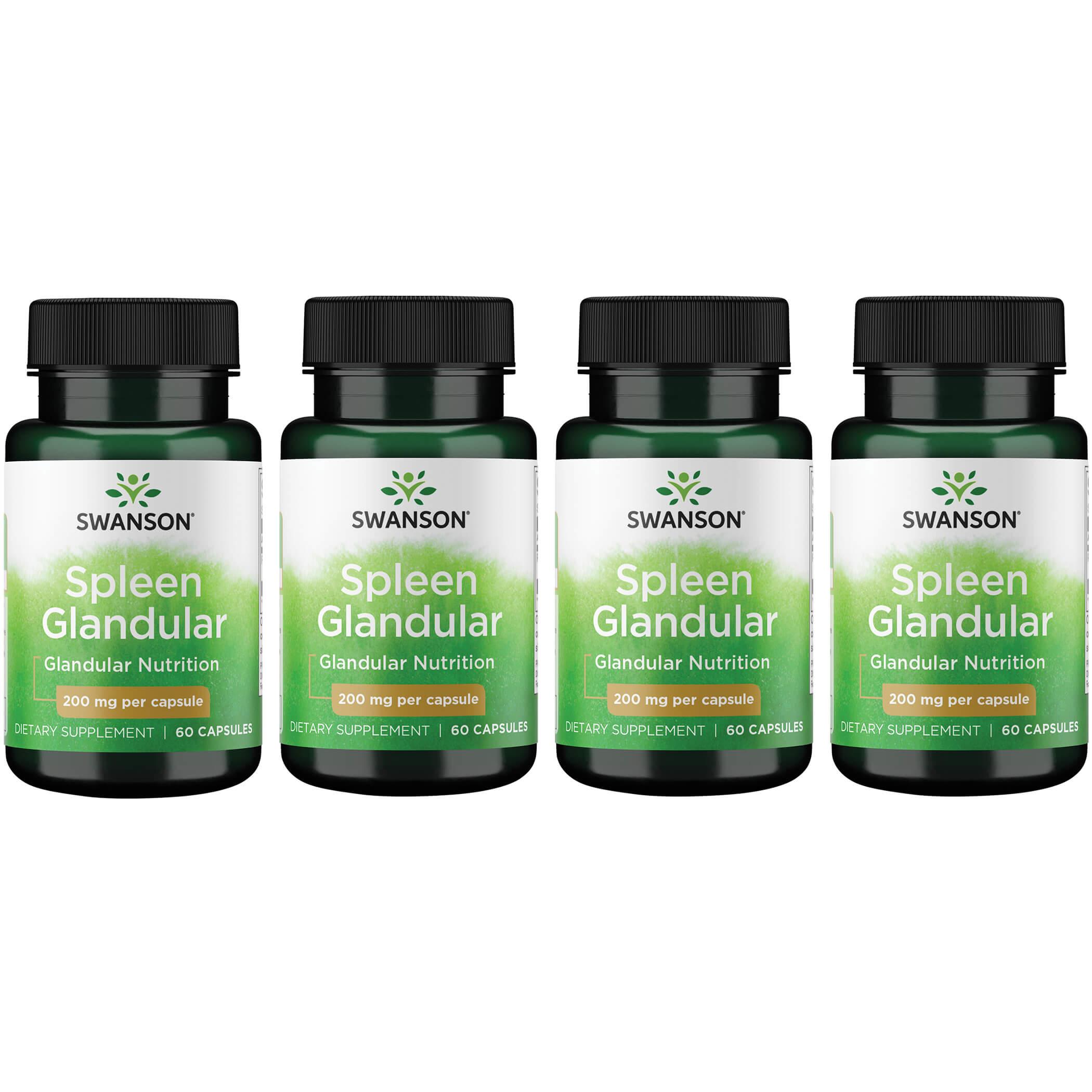 Swanson Premium Spleen Glandular 4 Pack Supplement Vitamin 200 mg 60 Caps