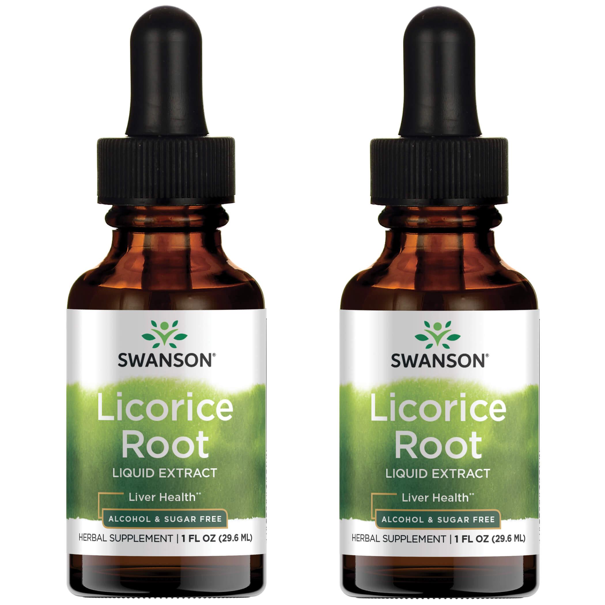 Swanson Premium Licorice Root Liquid Extract - Alcohol & Sugar Free 2 Pack Vitamin 2 G 1 fl oz Liquid
