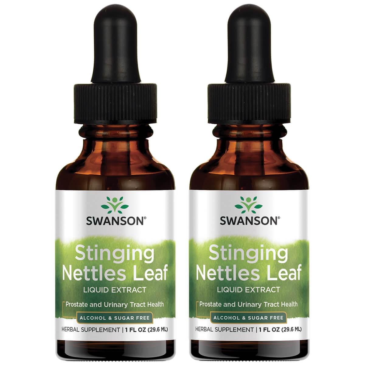 Swanson Premium Stinging Nettles Leaf Liquid Extract - Alcohol & Sugar Free 2 Pack Vitamin 1 G 1 fl oz Liquid Prostate Health