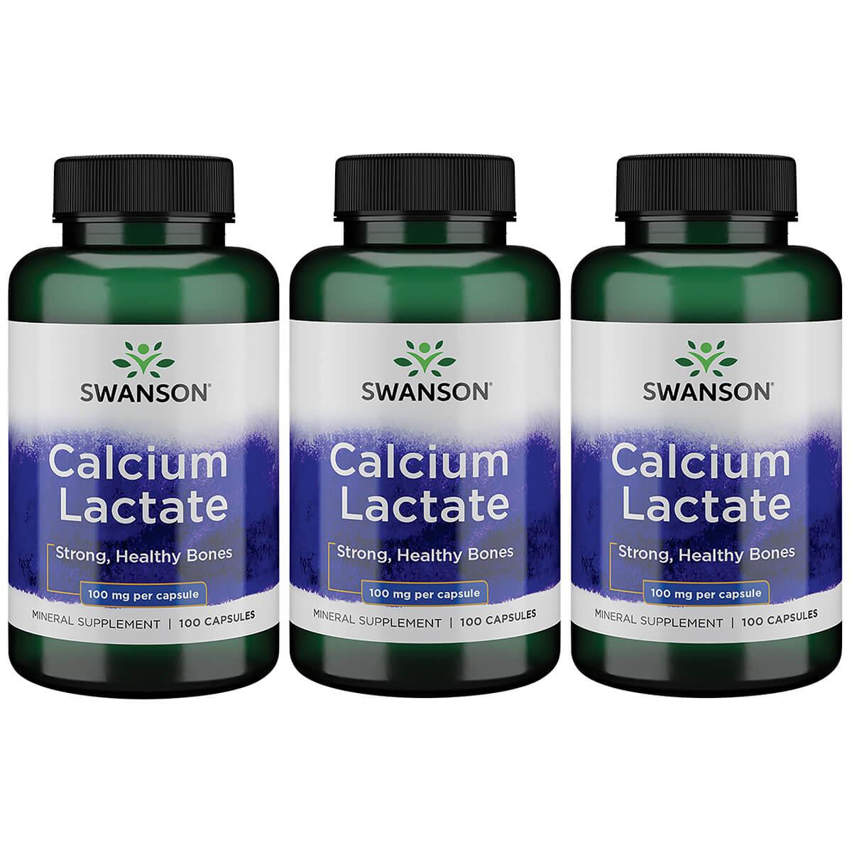 Swanson Premium Calcium Lactate 3 Pack Vitamin 100 mg 100 Caps