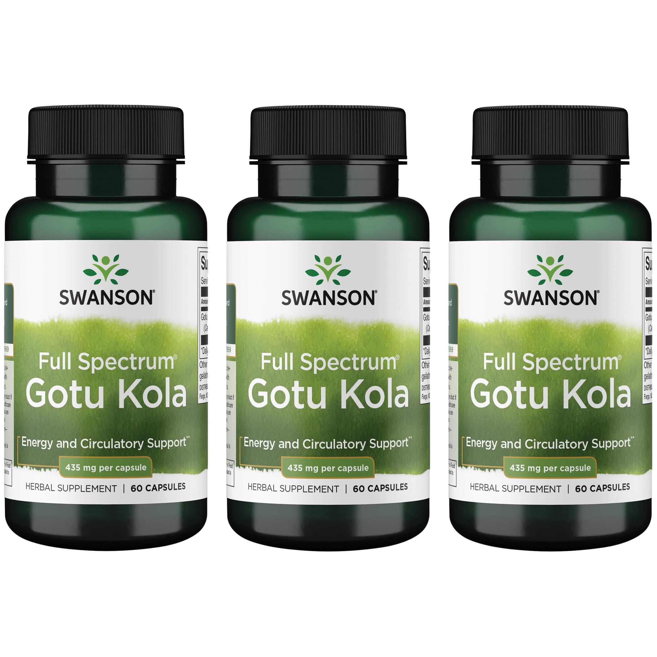 Swanson Premium Full Spectrum Gotu Kola 3 Pack Vitamin 435 mg 60 Caps