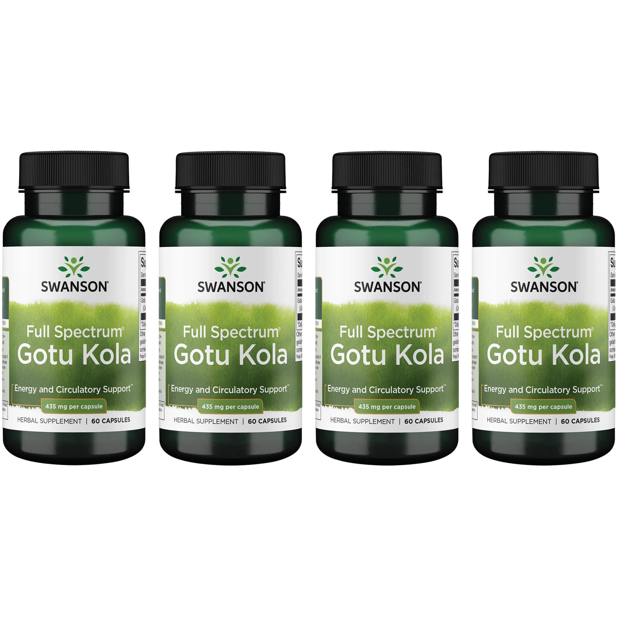 Swanson Premium Full Spectrum Gotu Kola 4 Pack Vitamin 435 mg 60 Caps