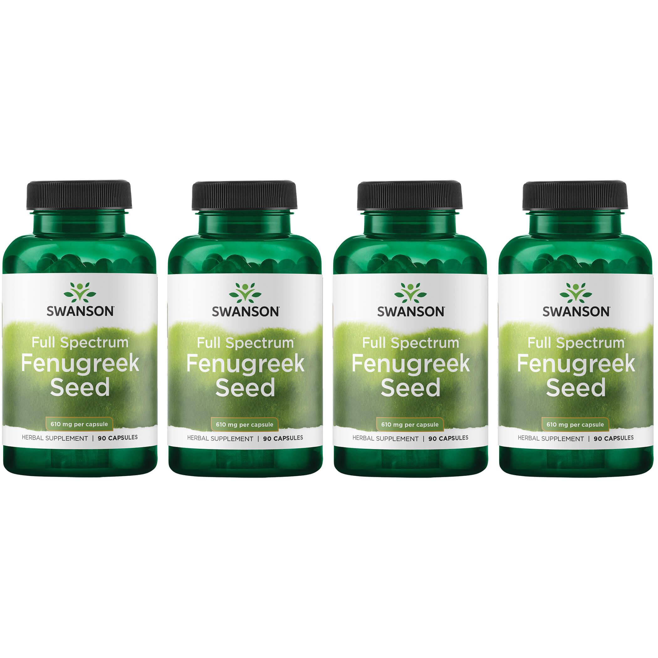 Swanson Premium Fenugreek Seed 4 Pack Vitamin 610 mg 90 Caps