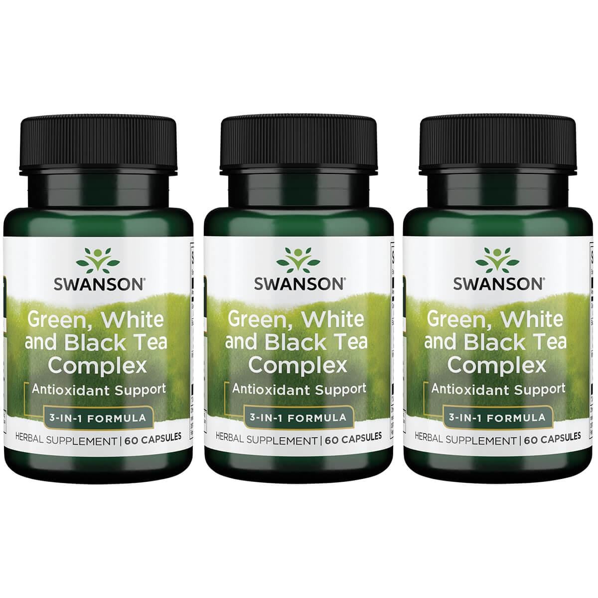 Swanson Premium Green, White & Black Tea Complex 3 Pack Vitamin 60 Caps