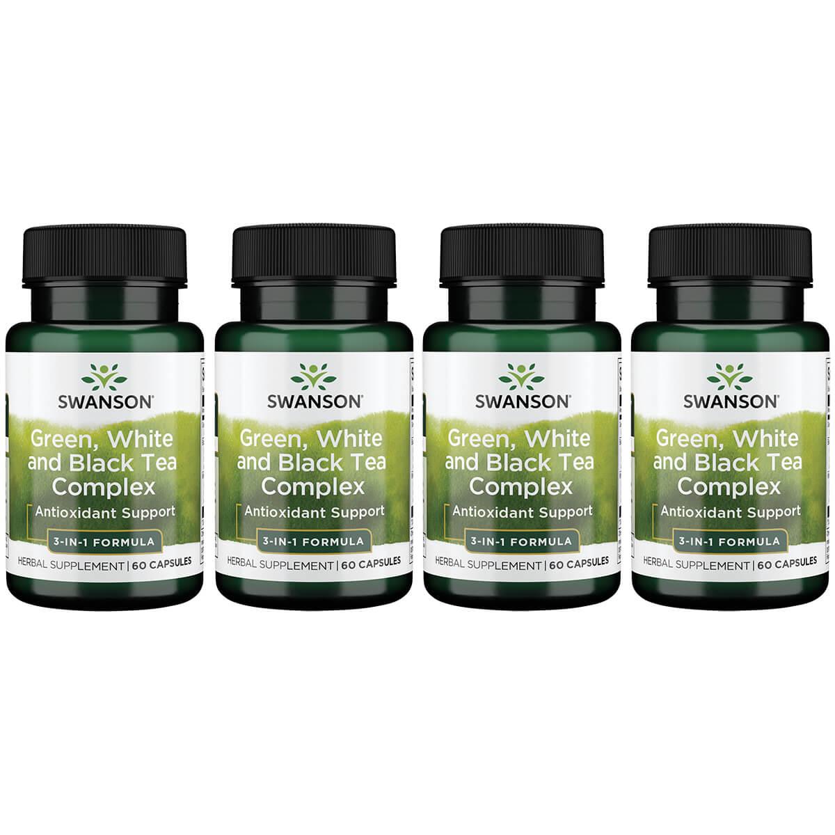 Swanson Premium Green, White & Black Tea Complex 4 Pack Vitamin 60 Caps