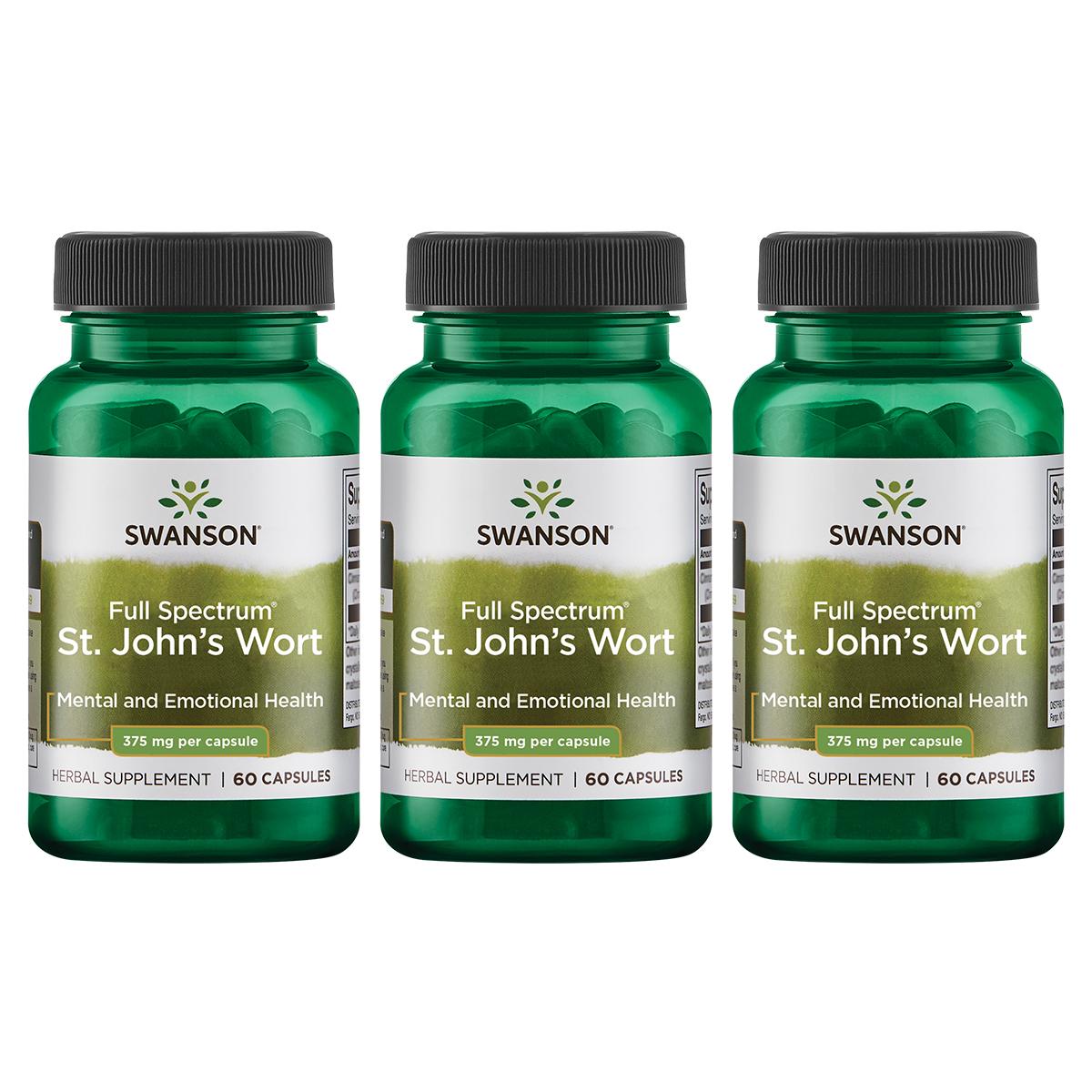 Swanson Premium Full Spectrum St. Johns Wort 3 Pack Vitamin 375 mg 60 Caps