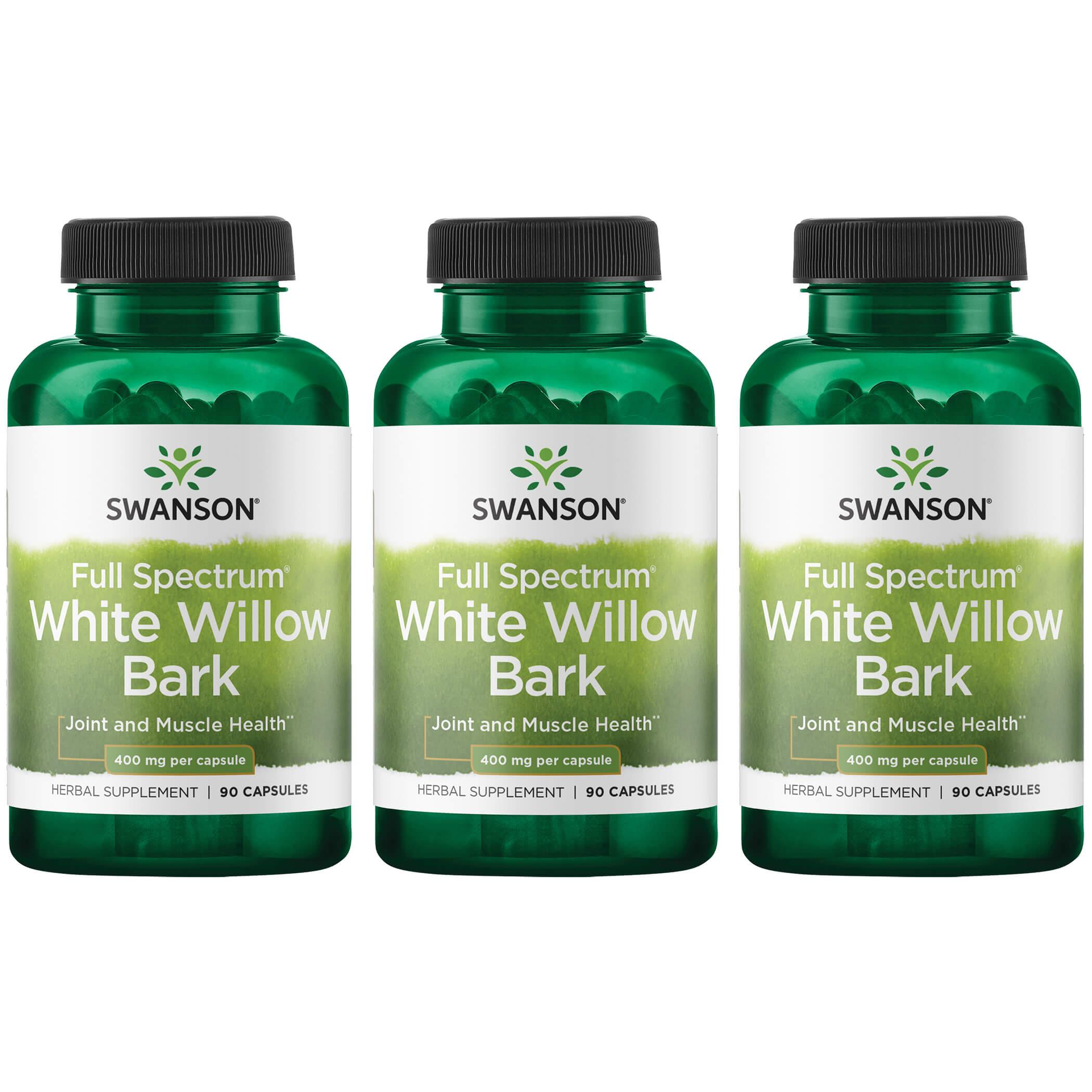Swanson Premium Full Spectrum White Willow Bark 3 Pack Vitamin 400 mg 90 Caps