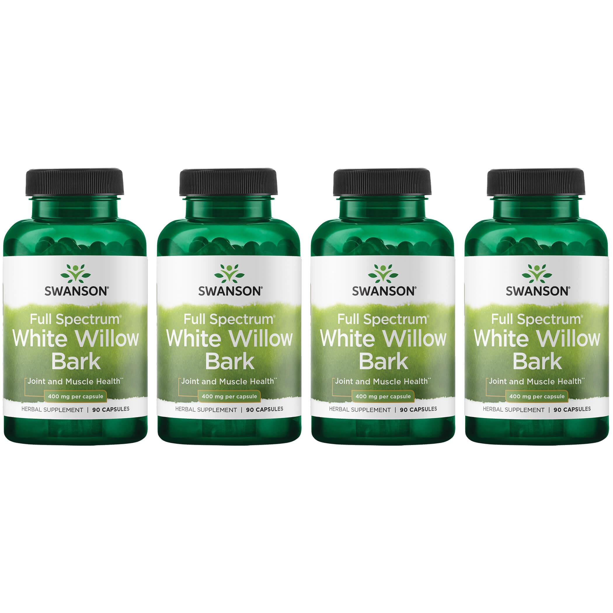Swanson Premium Full Spectrum White Willow Bark 4 Pack Vitamin 400 mg 90 Caps