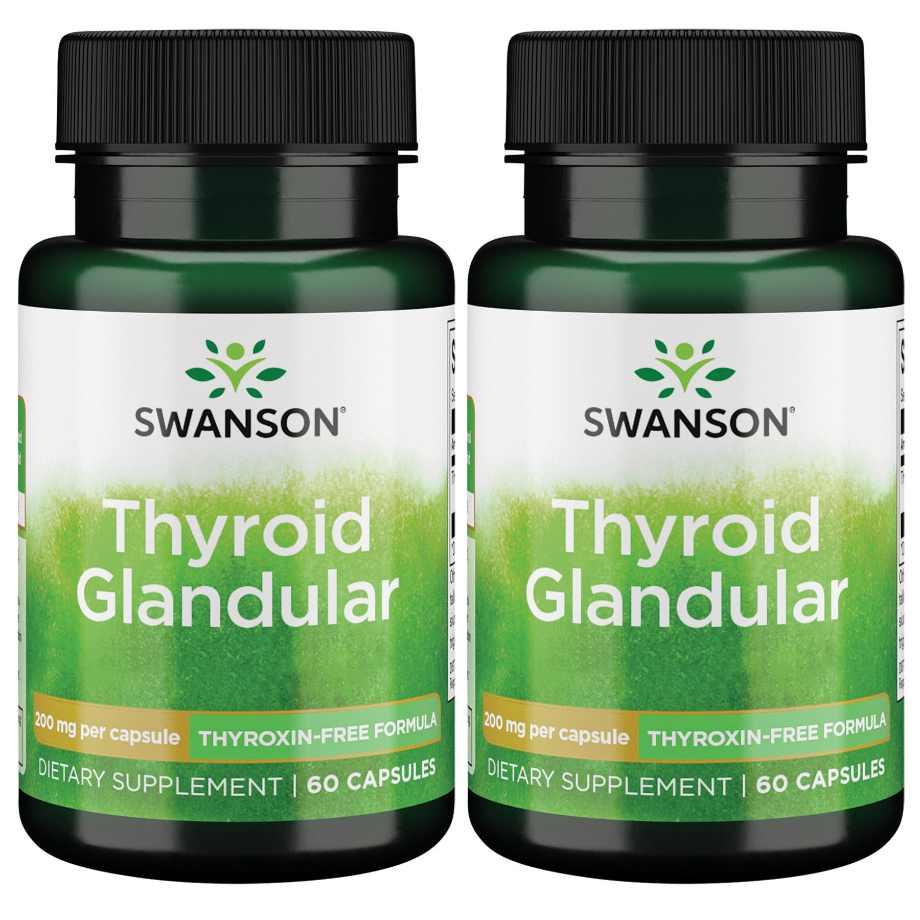 Swanson Premium Thyroid Glandular - Thyroxin-Free Formula 2 Pack Supplement Vitamin 200 mg 60 Caps
