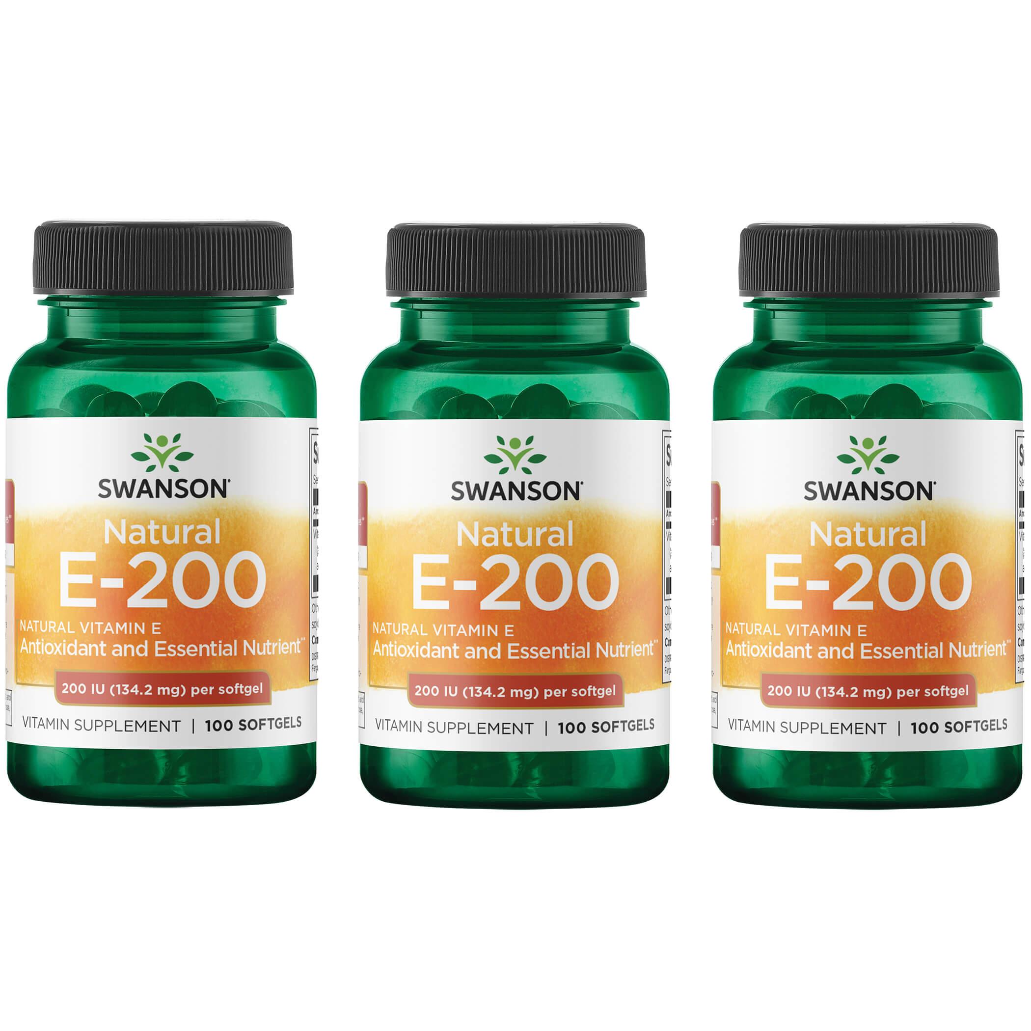 Swanson Premium Vitamin E - Natural 3 Pack 200 Iu 100 Soft Gels