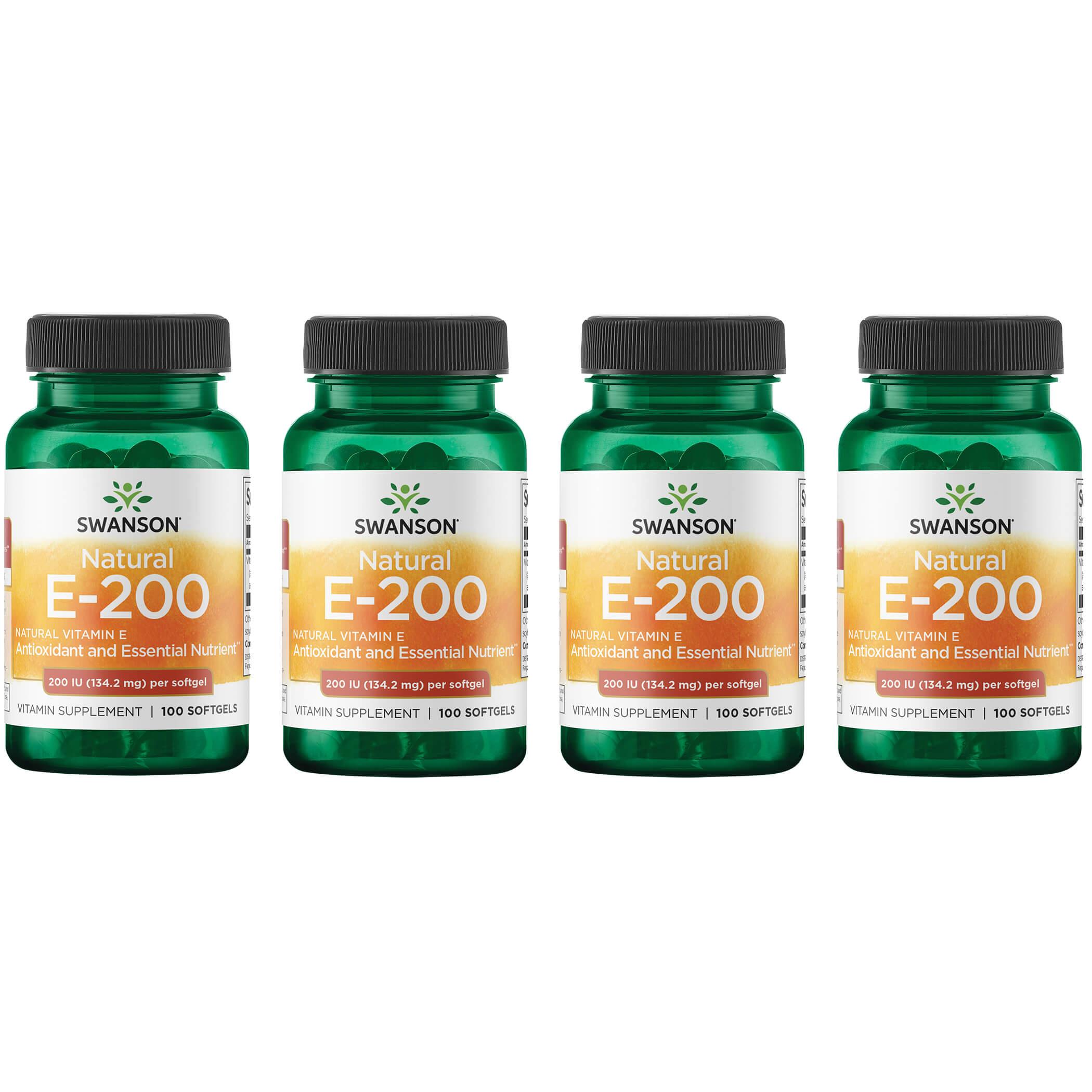 Swanson Premium Vitamin E - Natural 4 Pack 200 Iu 100 Soft Gels