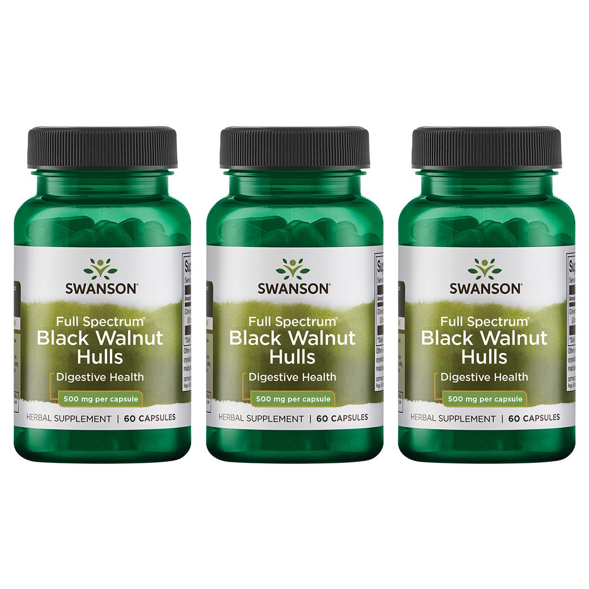 Swanson Premium Full Spectrum Black Walnut Hulls 3 Pack Vitamin 500 mg 60 Caps