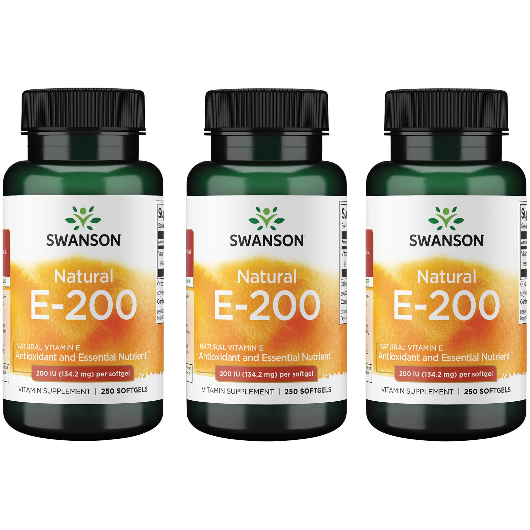 Swanson Premium Vitamin E - Natural 3 Pack 200 Iu 250 Soft Gels