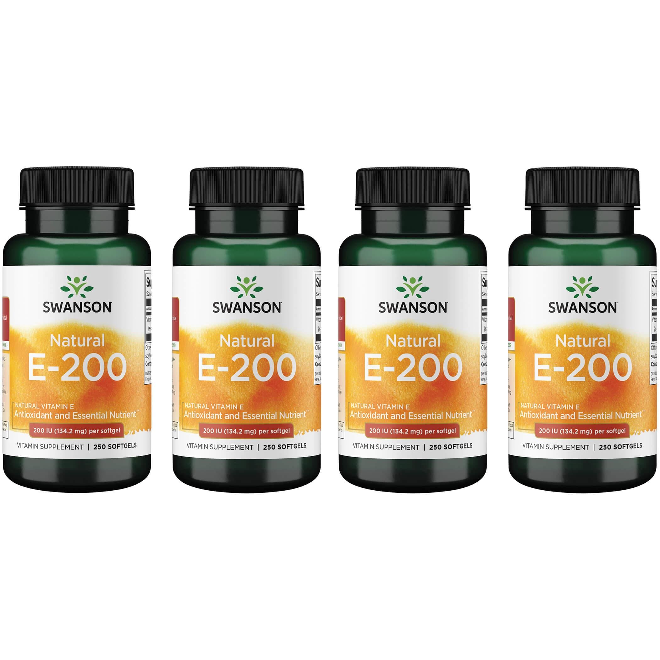 Swanson Premium Vitamin E - Natural 4 Pack 200 Iu 250 Soft Gels