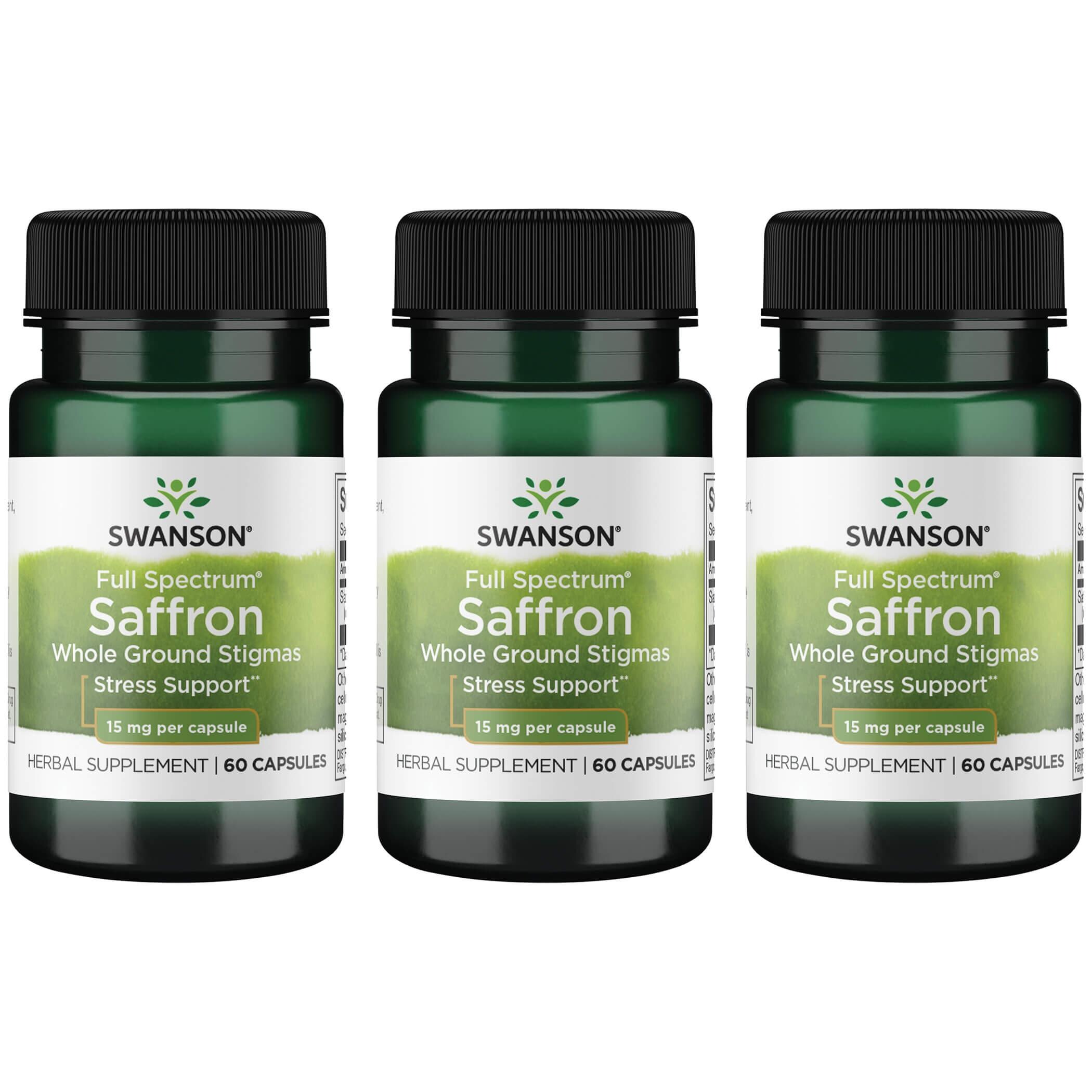 Swanson Premium Full Spectrum Saffron Whole Ground Stigmas 3 Pack Vitamin 15 mg 60 Caps Herbs and Supplements