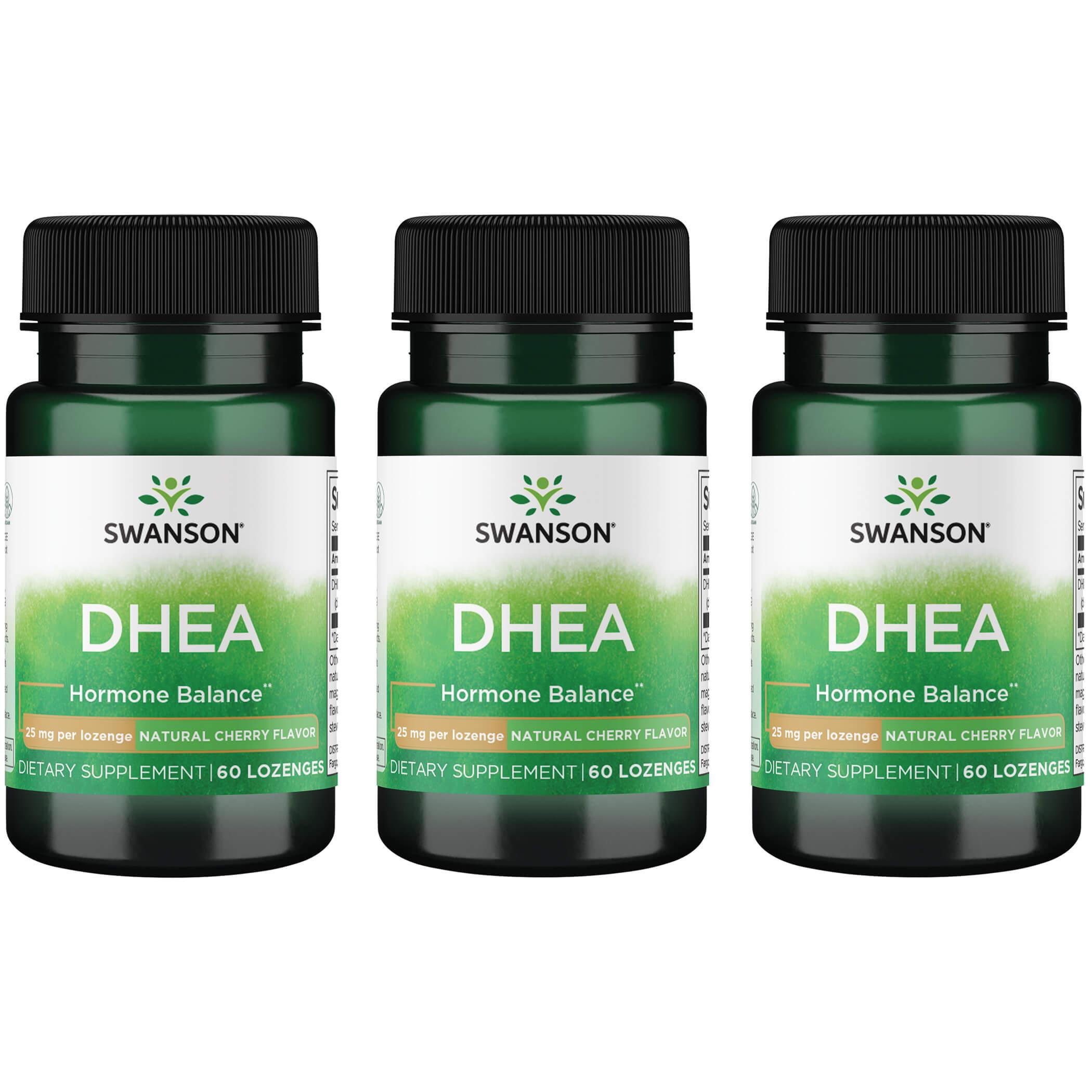 Swanson Premium Dhea - Natural Cherry Flavor 3 Pack Supplement Vitamin 25 mg 60 Loz