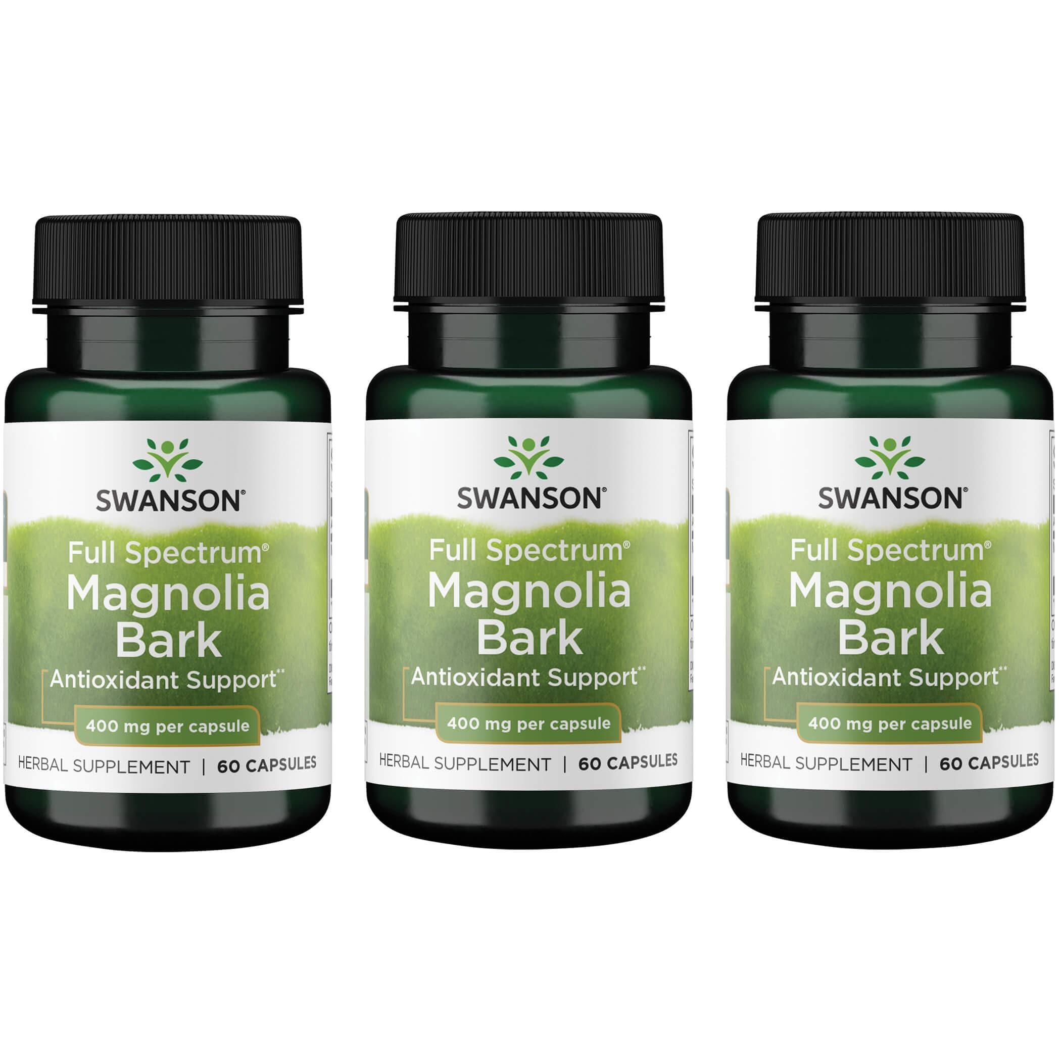 Swanson Premium Full Spectrum Magnolia Bark 3 Pack Vitamin 400 mg 60 Caps