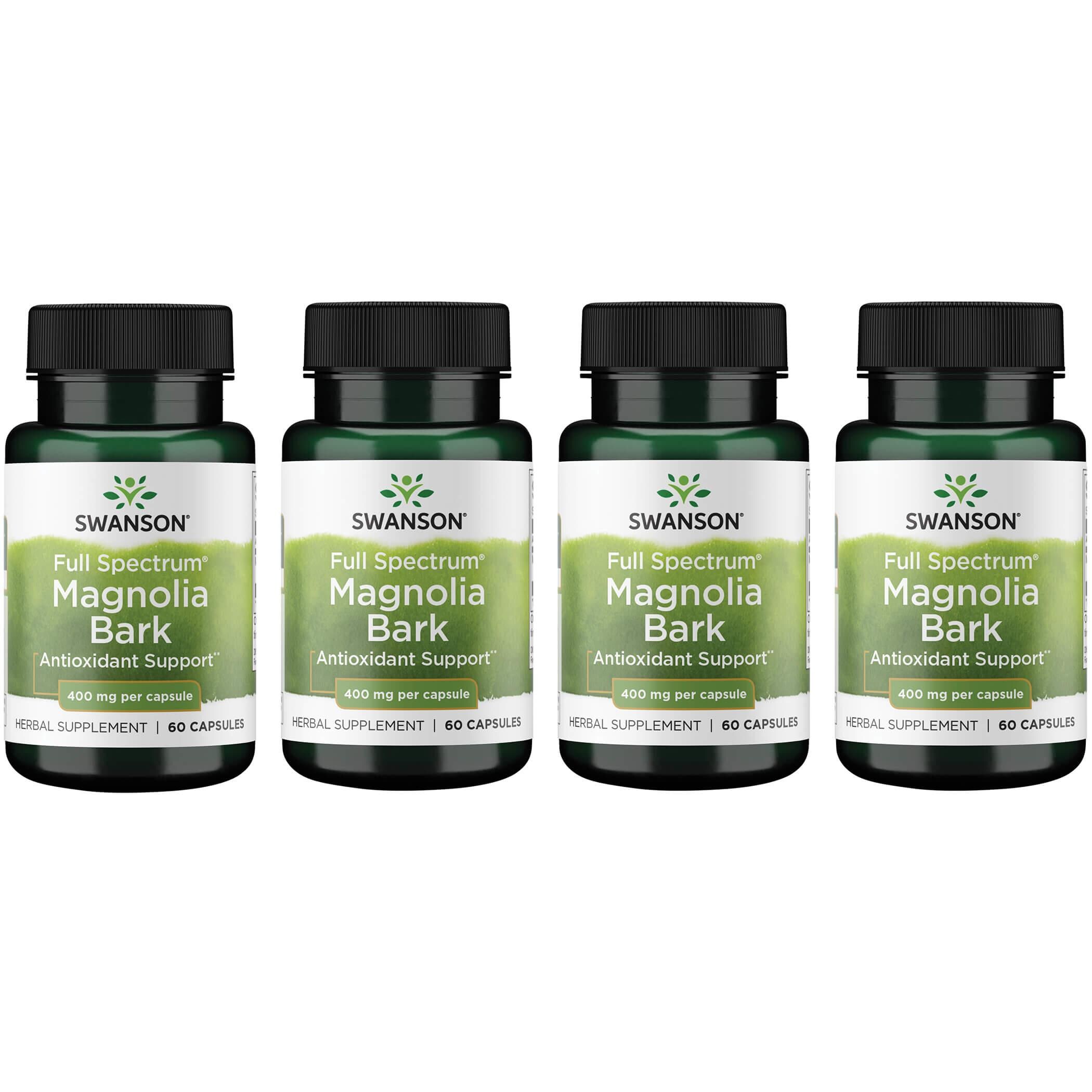 Swanson Premium Full Spectrum Magnolia Bark 4 Pack Vitamin 400 mg 60 Caps