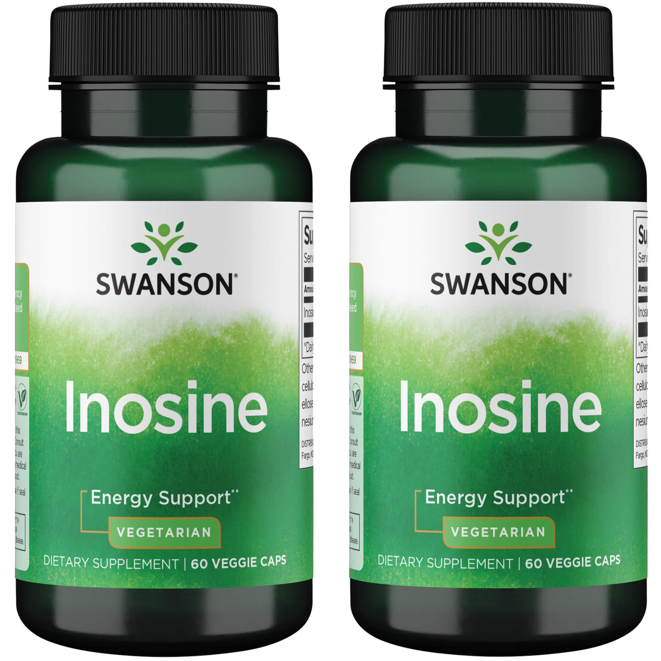 Swanson Premium Inosine - Vegetarian 2 Pack Supplement Vitamin 500 mg 60 Veg Caps