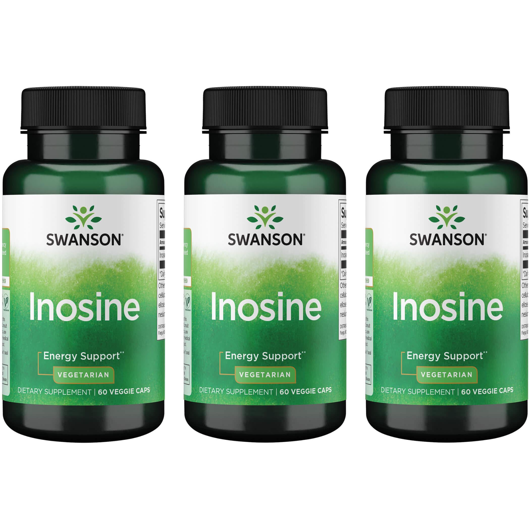 Swanson Premium Inosine - Vegetarian 3 Pack Supplement Vitamin 500 mg 60 Veg Caps