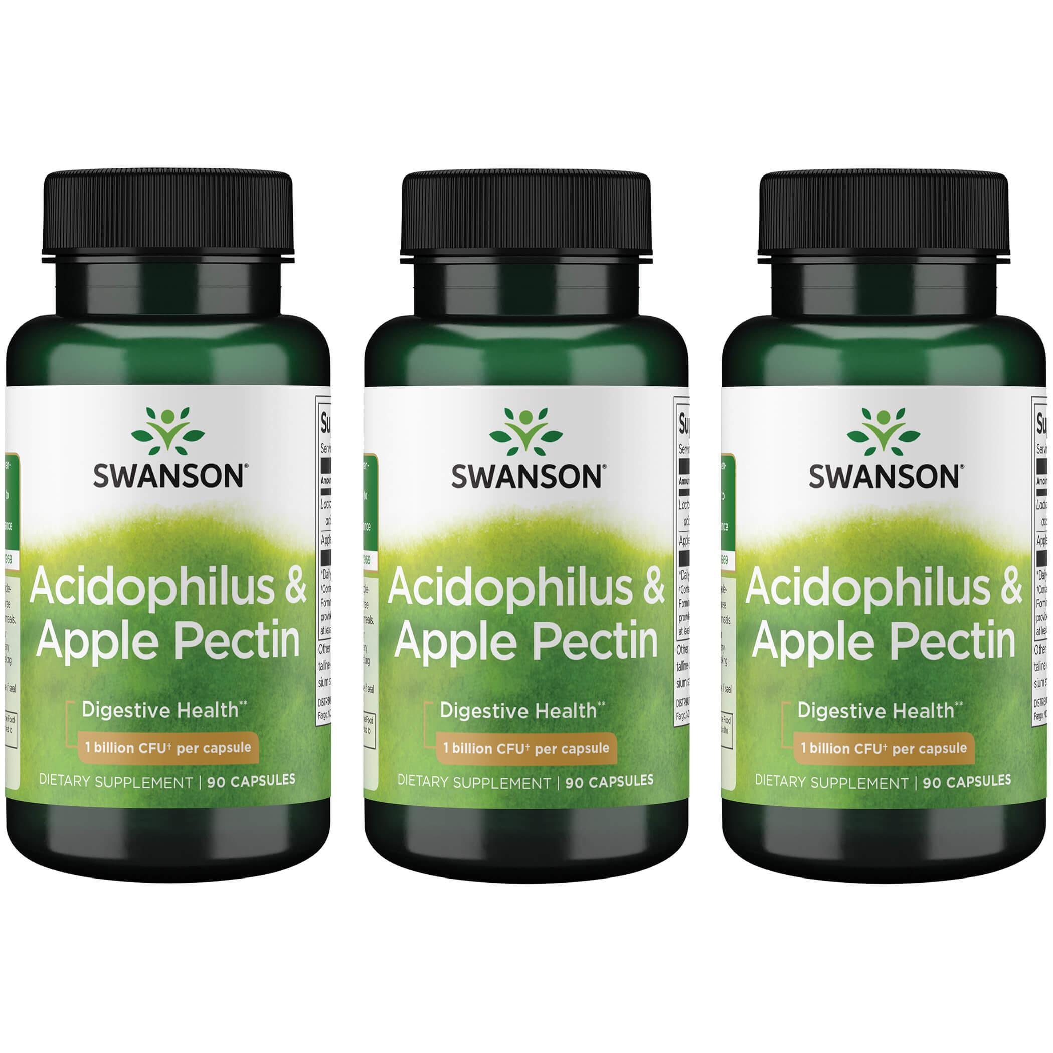 Swanson Premium Acidophilus & Apple Pectin 3 Pack Vitamin 90 Caps