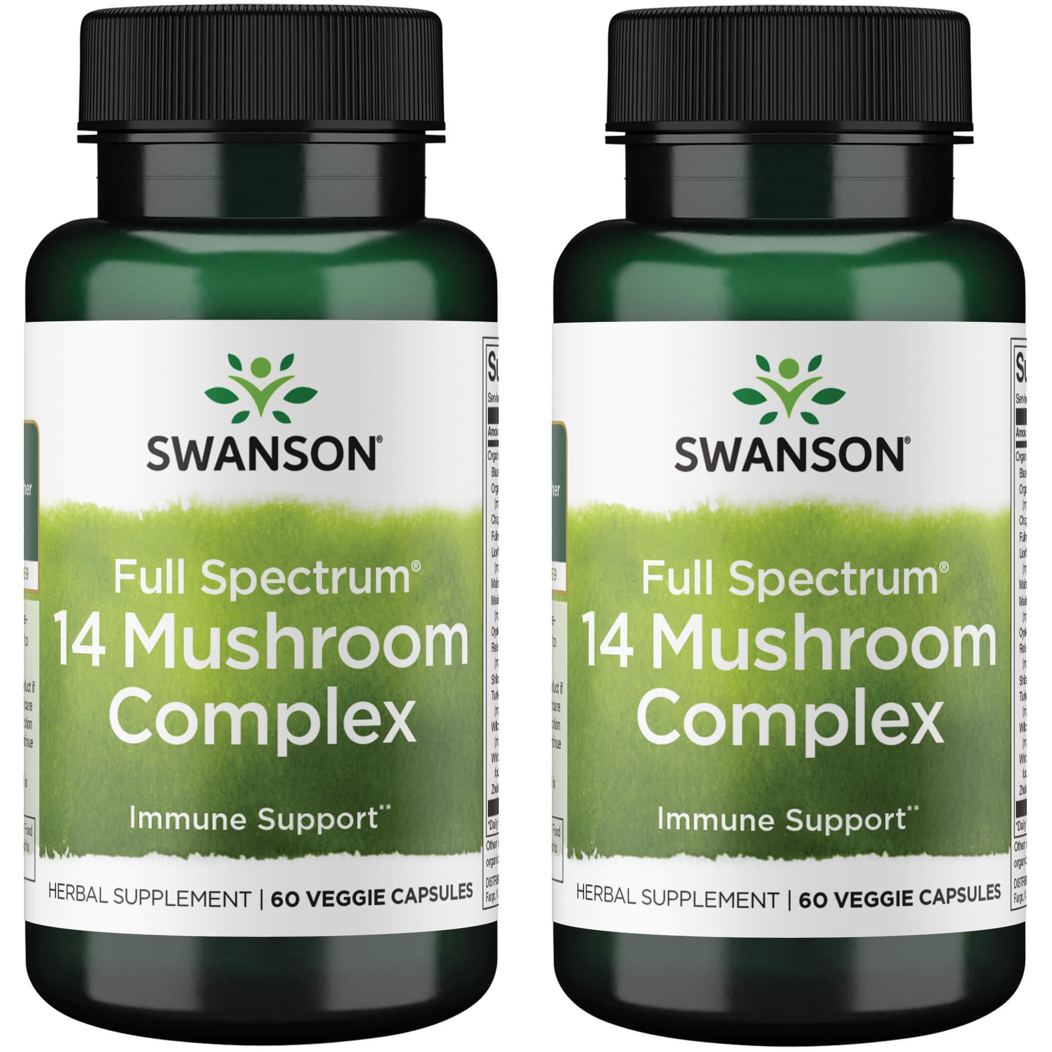 Swanson Premium Full Spectrum 14 Mushroom Complex 2 Pack Vitamin 60 Veg Caps Herbs and Supplements