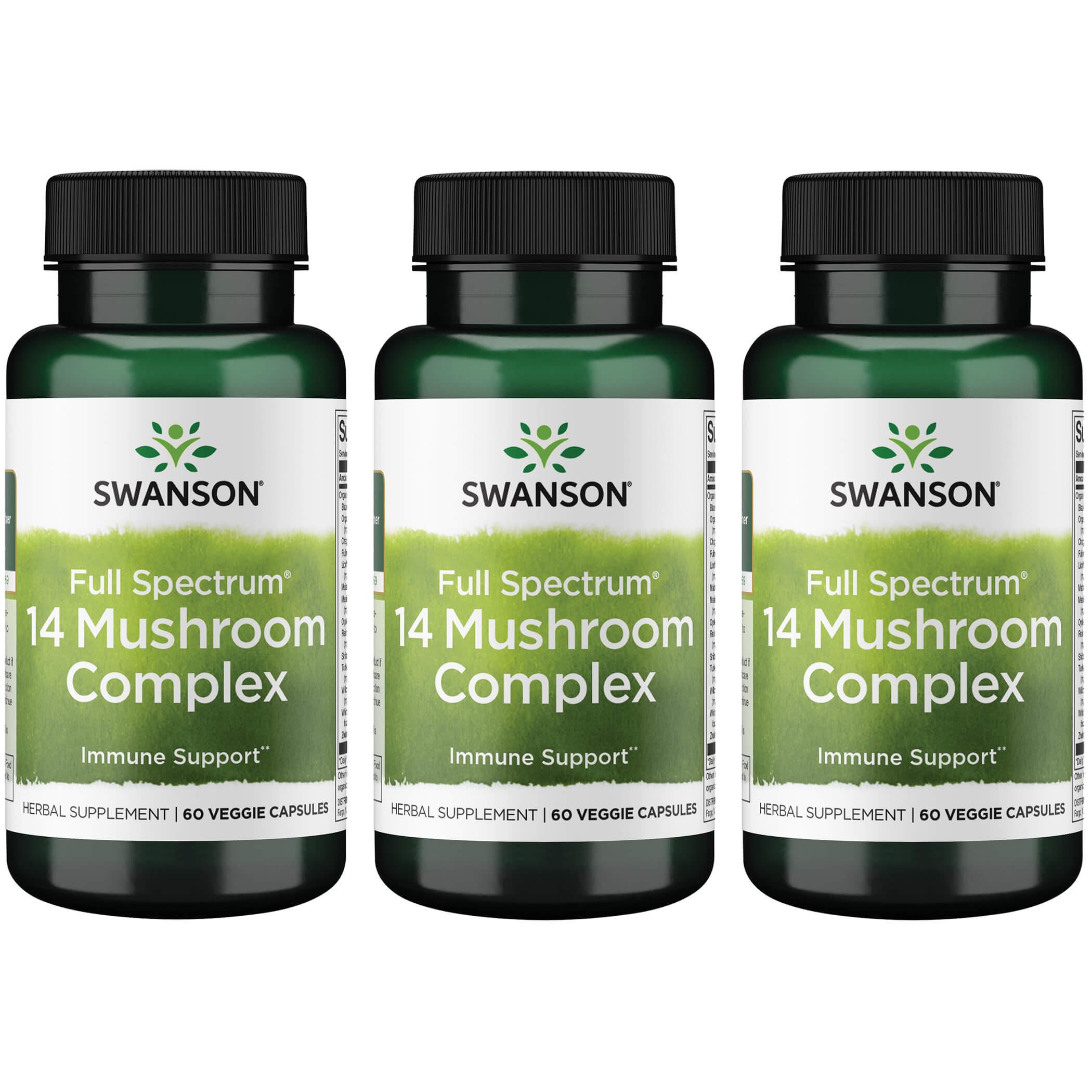 Swanson Premium Full Spectrum 14 Mushroom Complex 3 Pack Vitamin 60 Veg Caps Herbs and Supplements