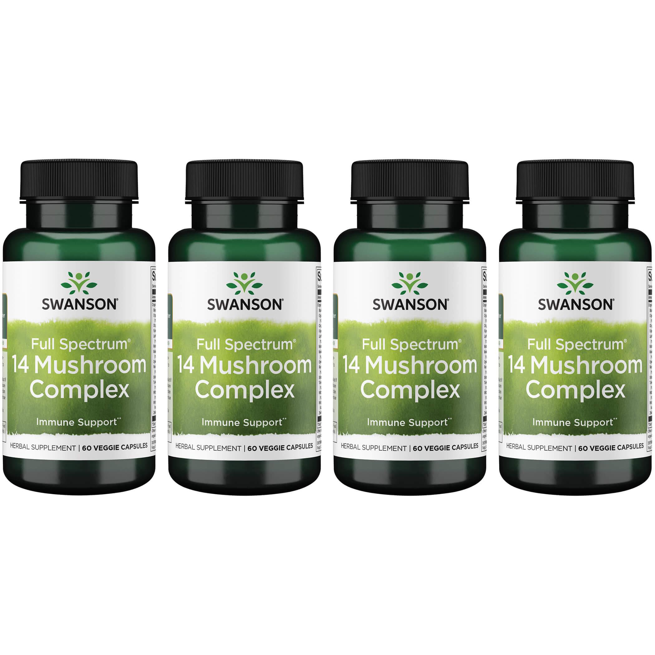 Swanson Premium Full Spectrum 14 Mushroom Complex 4 Pack Vitamin 60 Veg Caps Herbs and Supplements