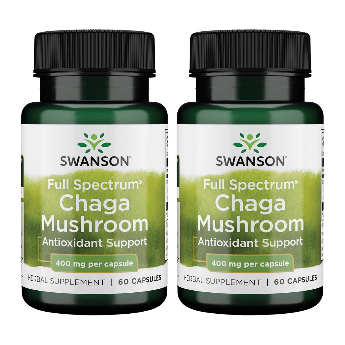 Swanson Premium Full Spectrum Chaga Mushroom 2 Pack Vitamin 400 mg 60 Caps Herbs and Supplements