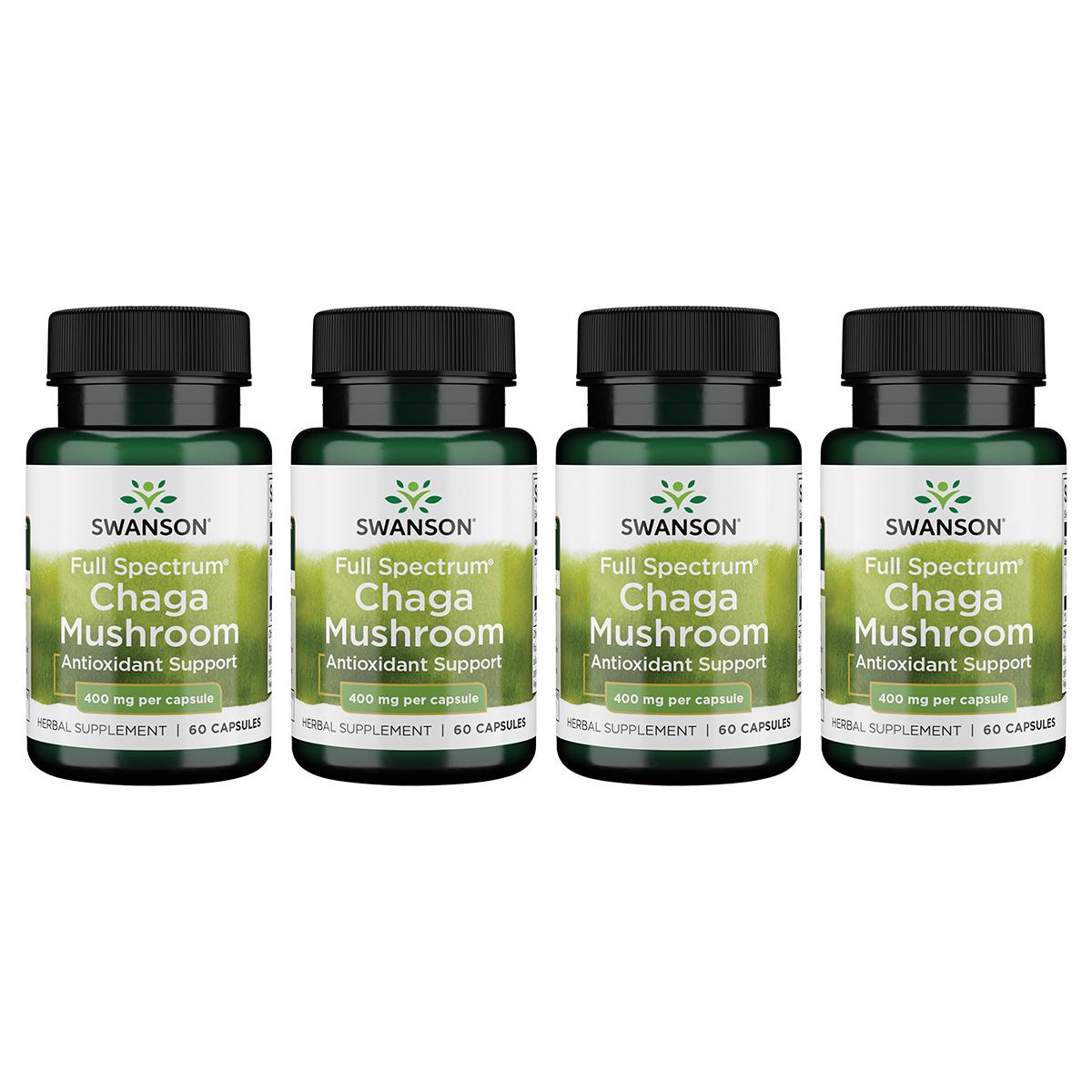 Swanson Premium Full Spectrum Chaga Mushroom 4 Pack Vitamin 400 mg 60 Caps Herbs and Supplements